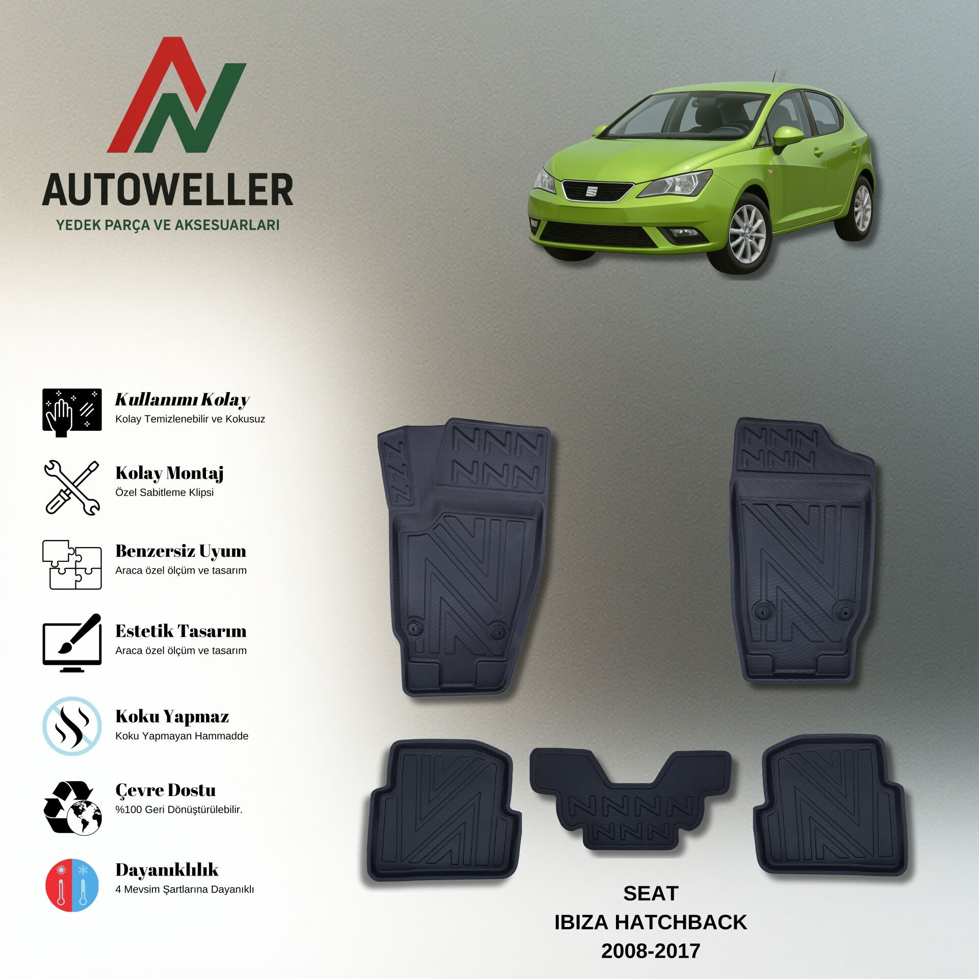 Seat İbiza 2008-2017 Havuzlu Paspas