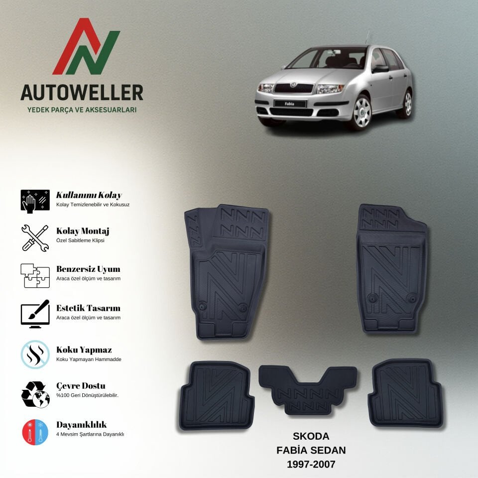 Skoda Fabia 1999-2007 Havuzlu Paspas