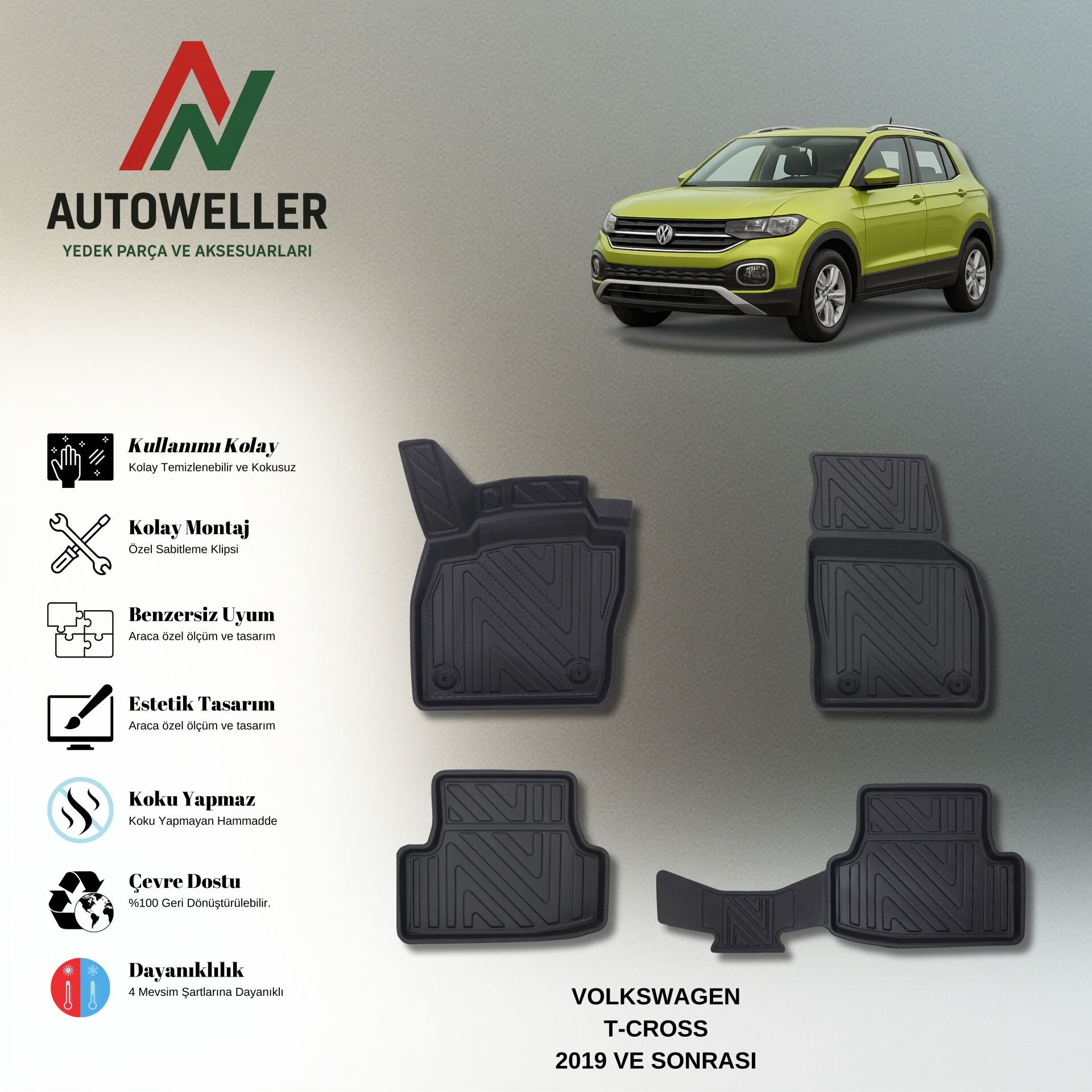 Volkswagen T-Cross 2019 Sonrası Havuzlu Paspas