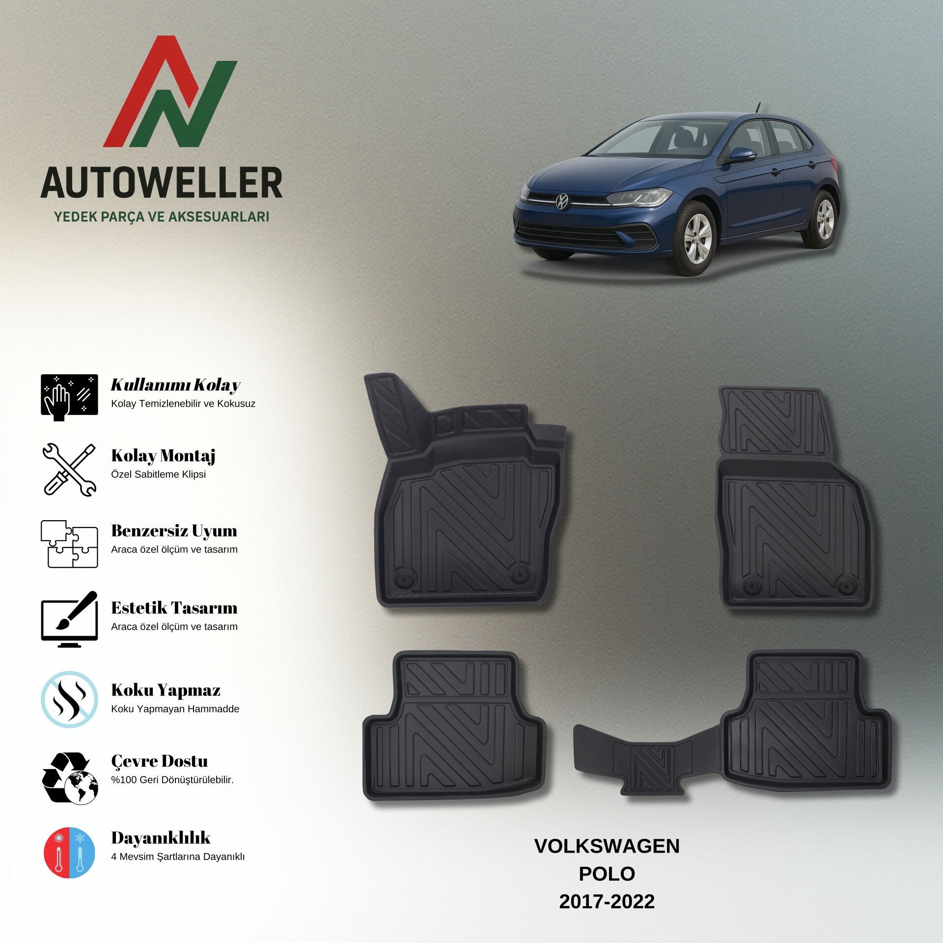 Volkswagen Polo 2017-2022 Havuzlu Paspas