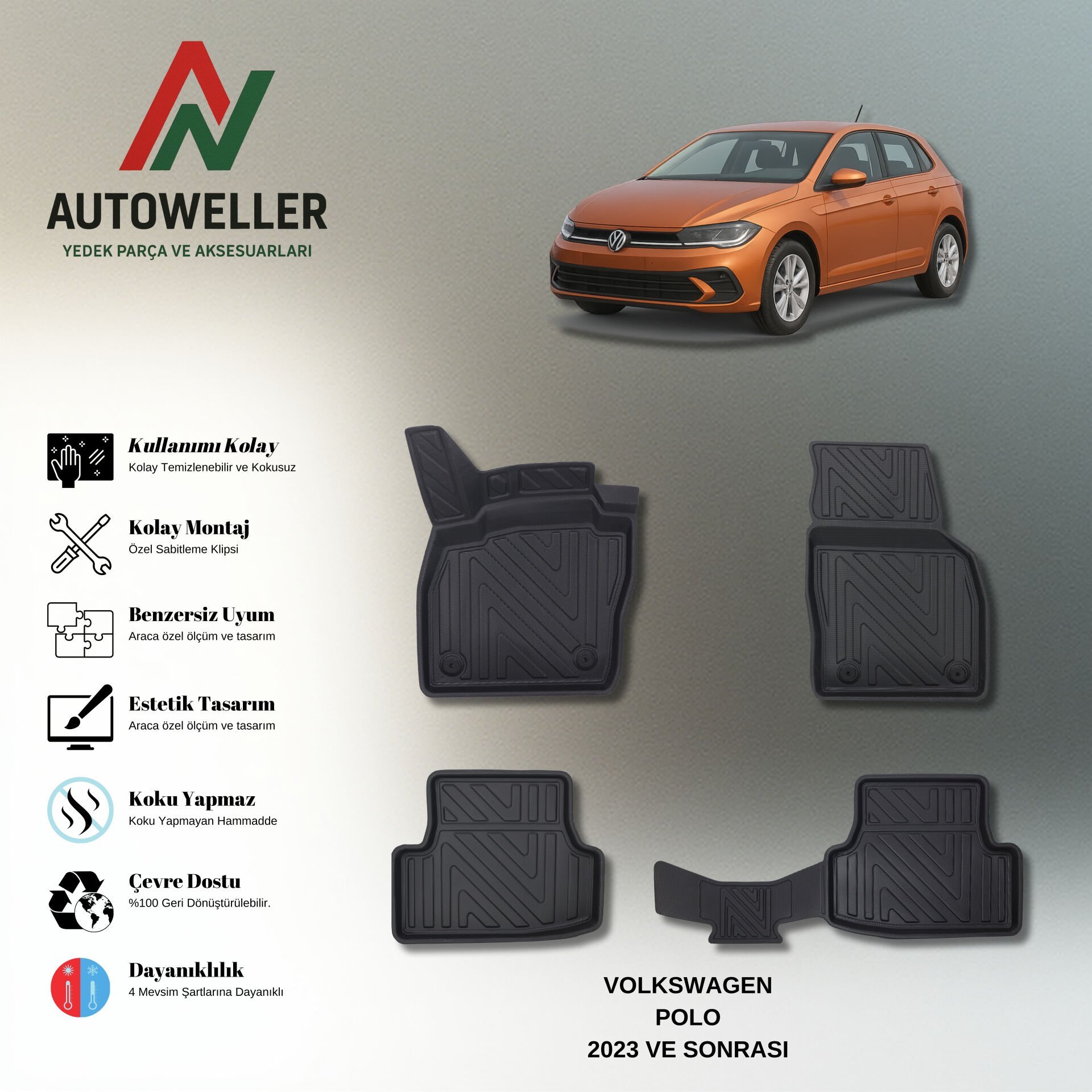 Volkswagen Polo 2023 Sonrası Havuzlu Paspas