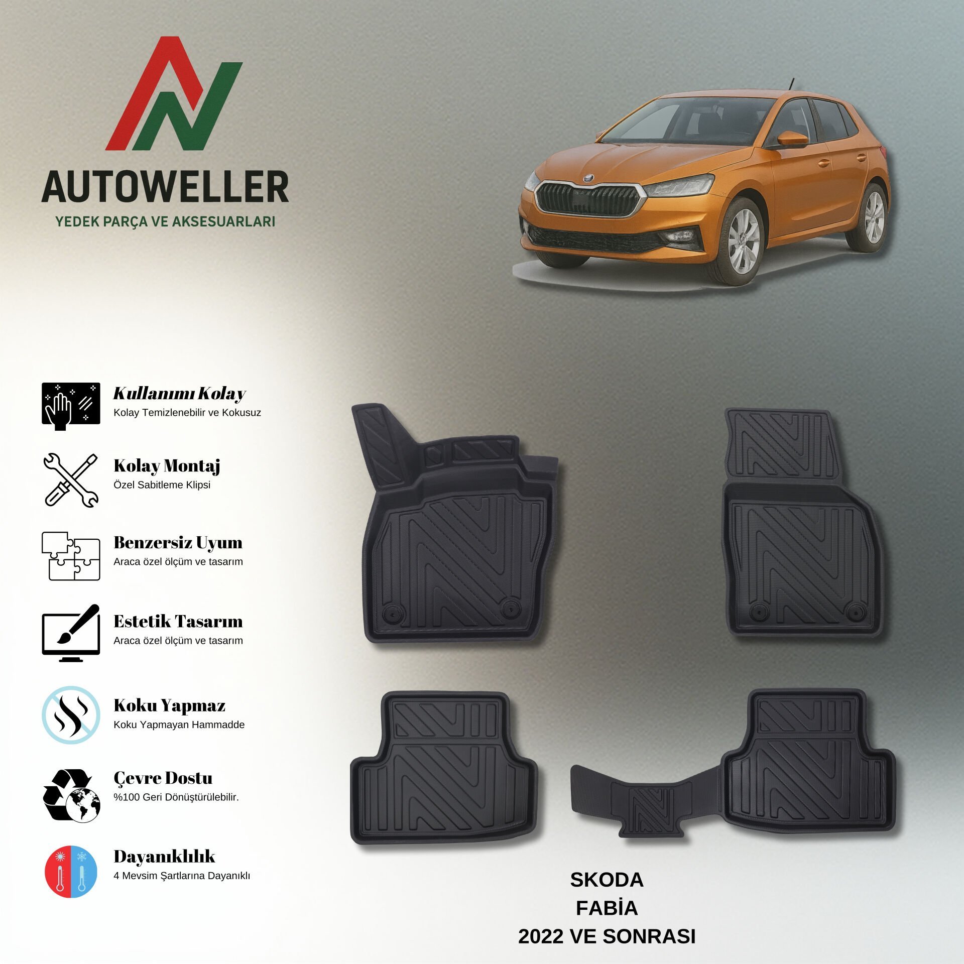 Skoda Fabia 2022 Sonrası Havuzlu Paspas