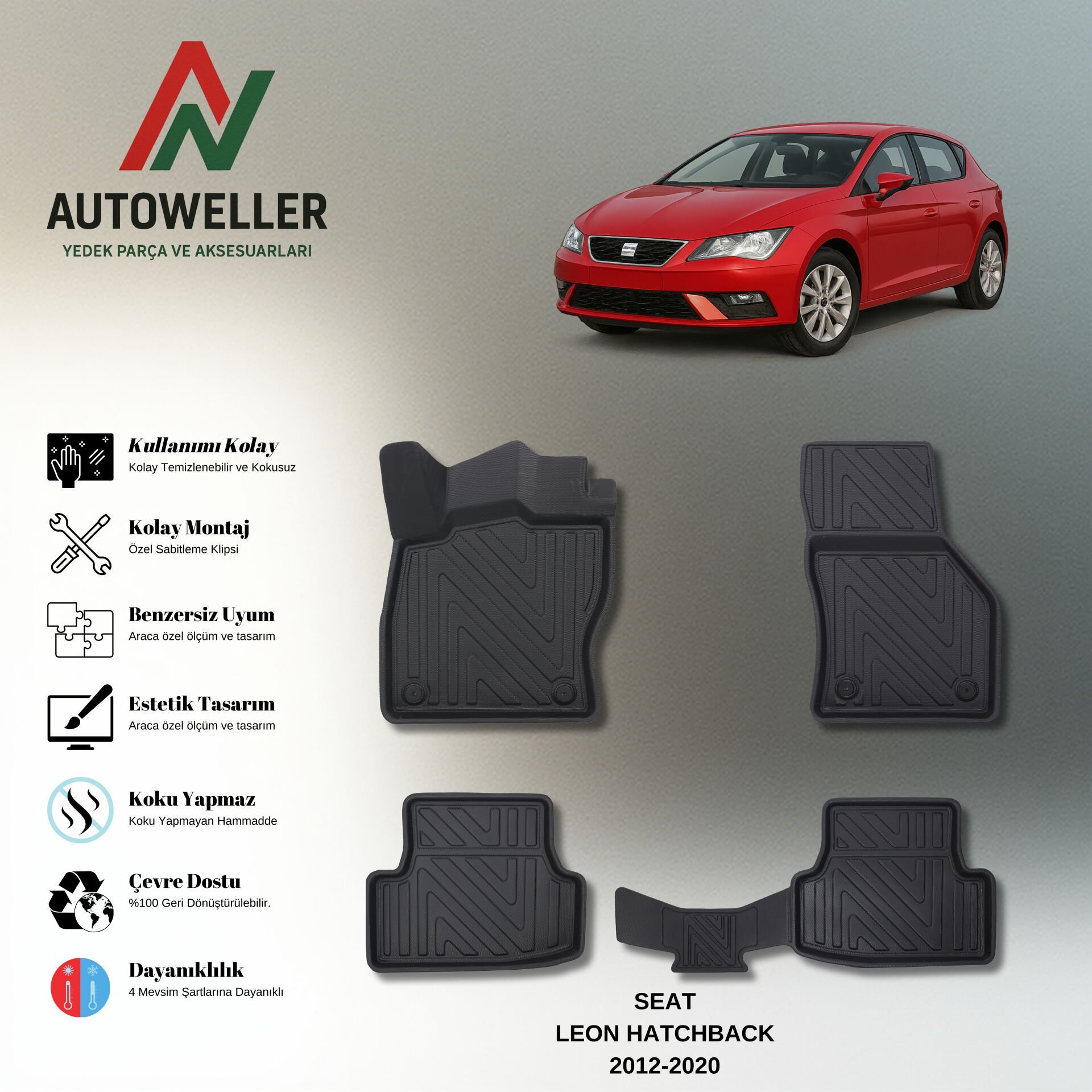 Seat Leon Hatchback 2012-2020 Havuzlu Paspas