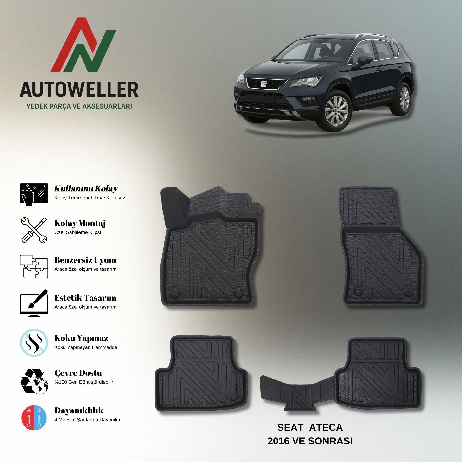 Seat Ateca 2016 Sonrası Havuzlu Paspas