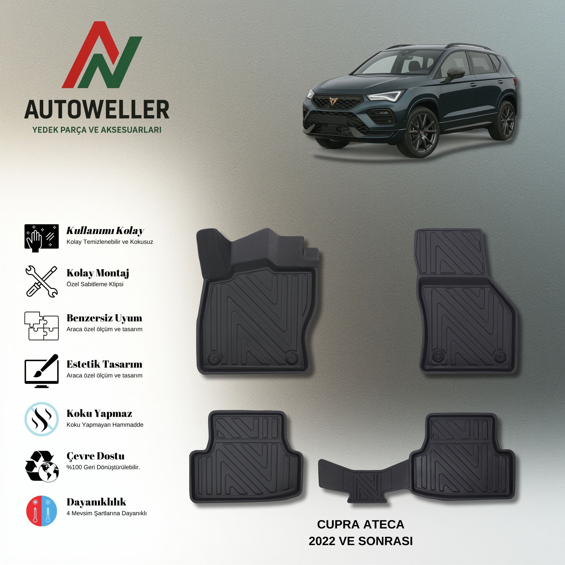 Cupra Ateca 2022 Sonrası Havuzlu Paspas