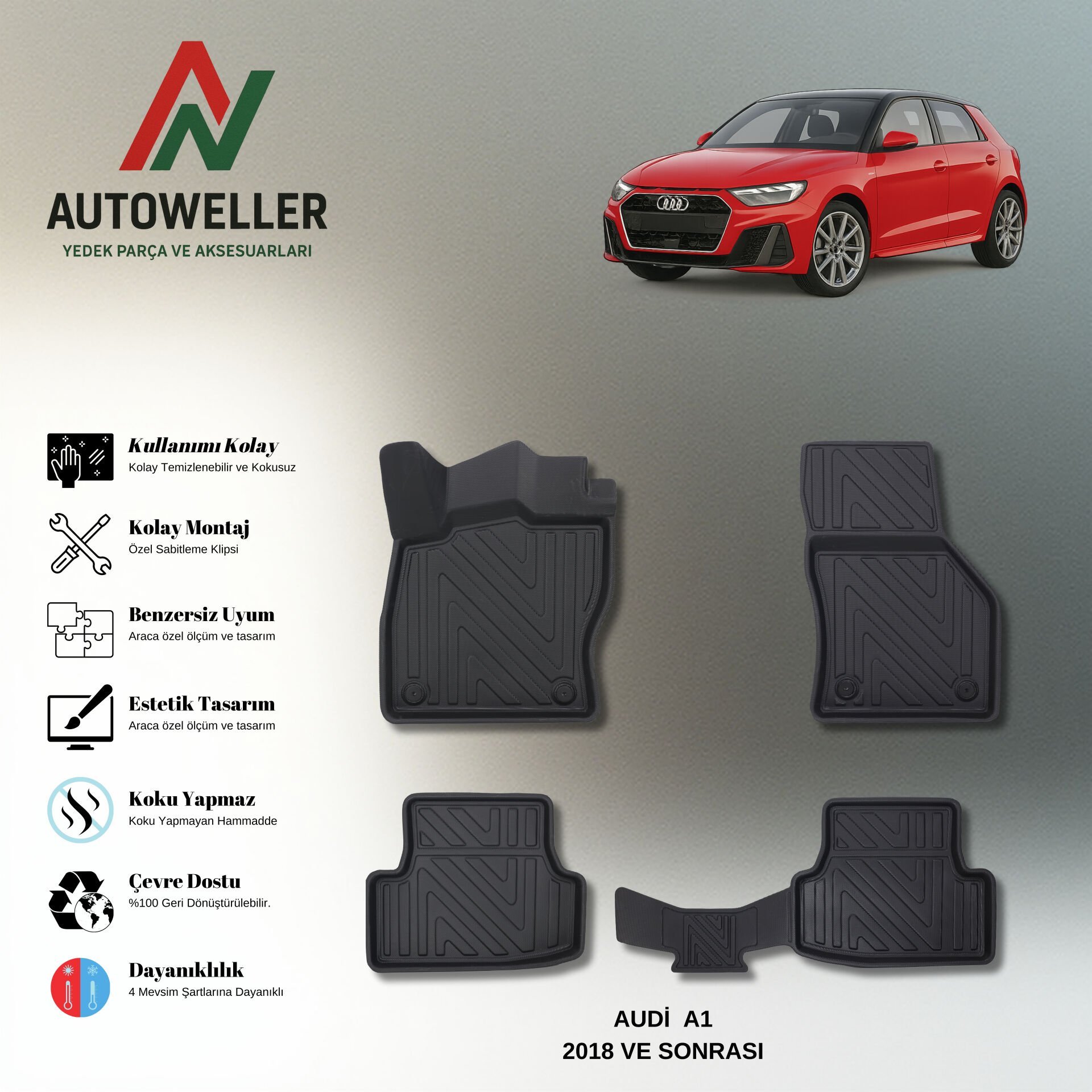 Audi A1 Sortback 2018 Sonrasi Havuzlu Paspas