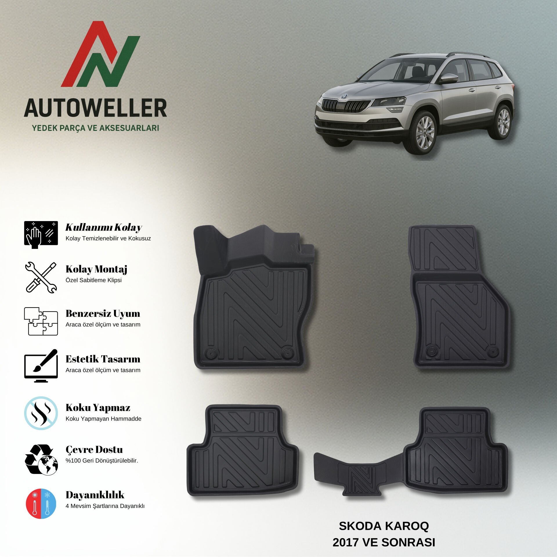 Skoda Karoq 2017 Sonrası Havuzlu Paspas