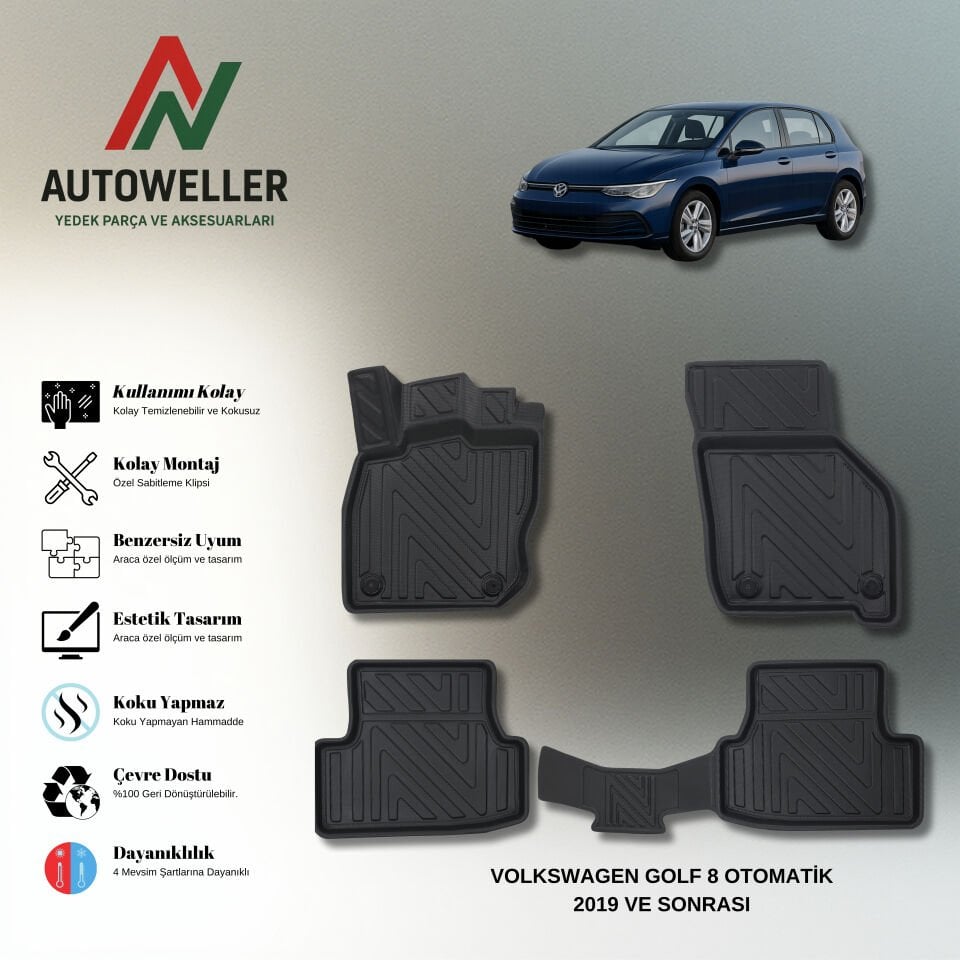Volkswagen Golf 8 2019 Sonrası Havuzlu Paspas | e-Tsi