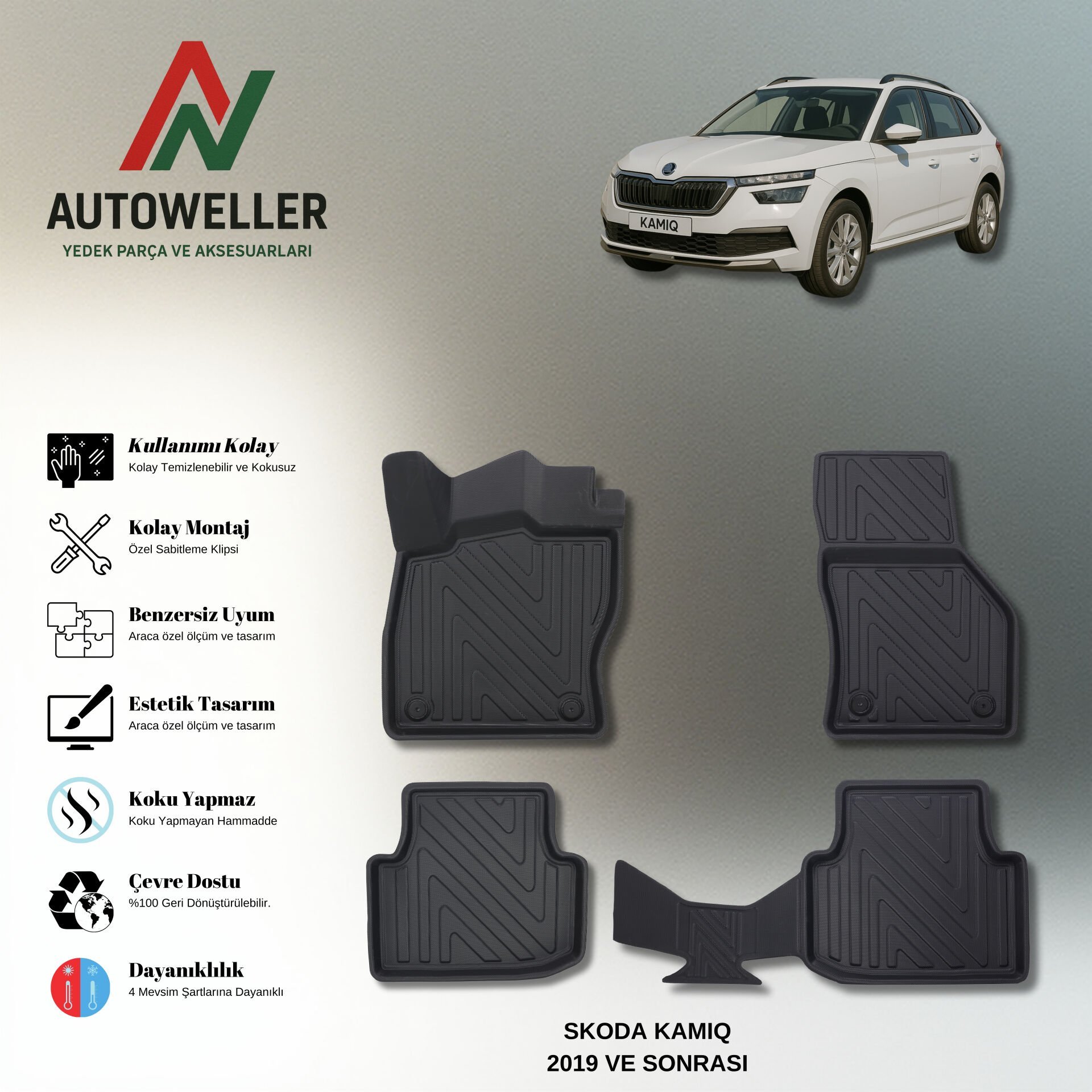Skoda Kamiq 2019 Sonrası Havuzlu Paspas