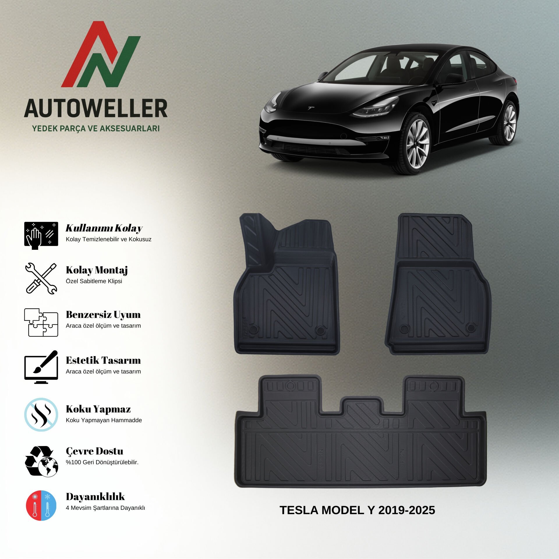 Tesla Model Y 2019-2024 Havuzlu Paspas