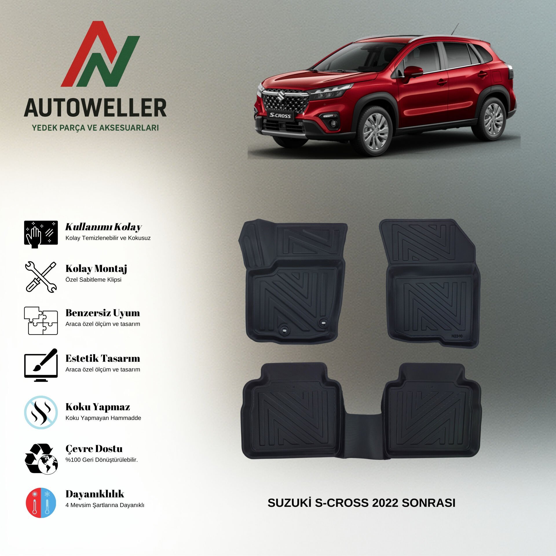 Suzuki S-Cross 2022 Sonrası Havuzlu Paspas