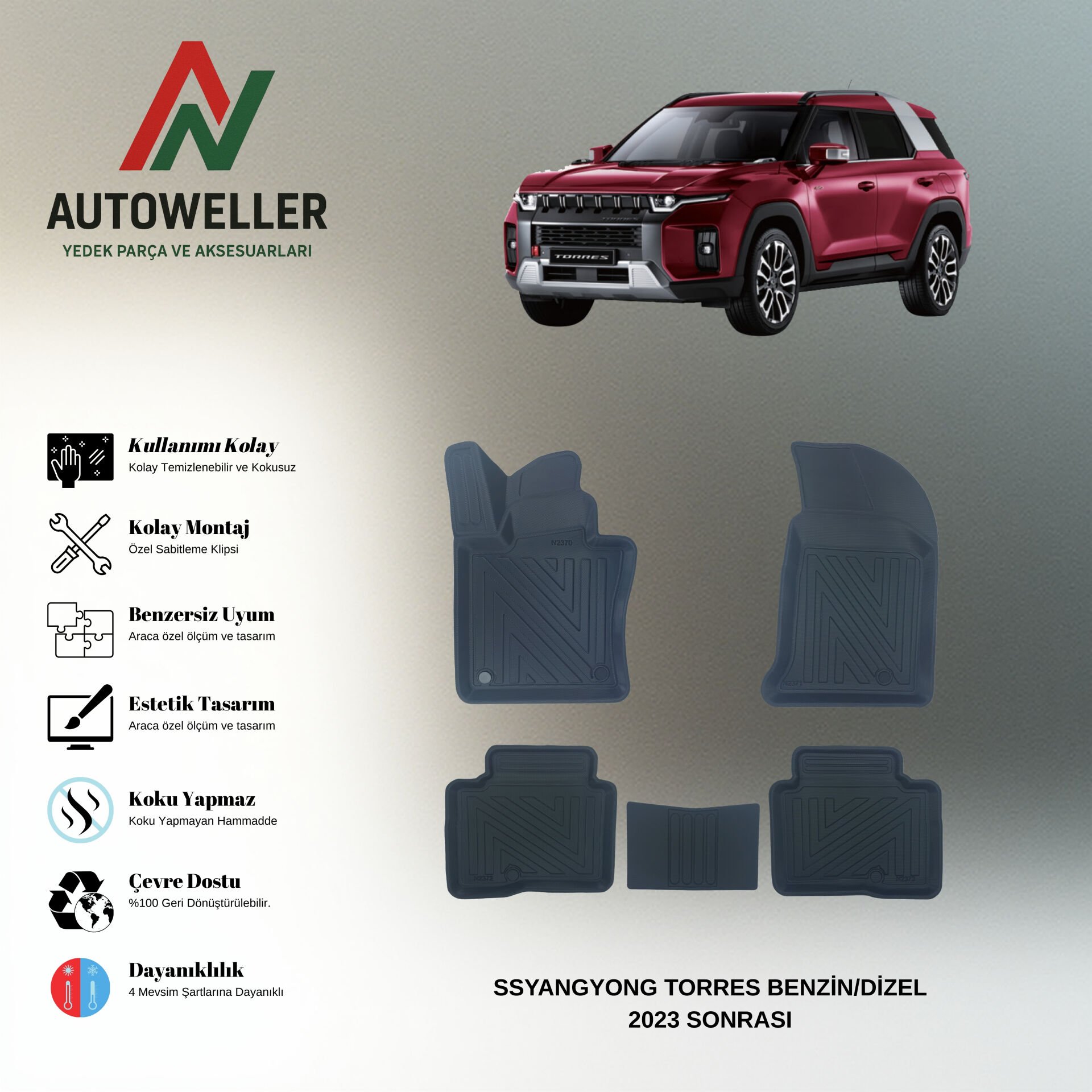 Ssyangyong Torres 2023 Sonrası Havuzlu Paspas | Benzin/Dizel