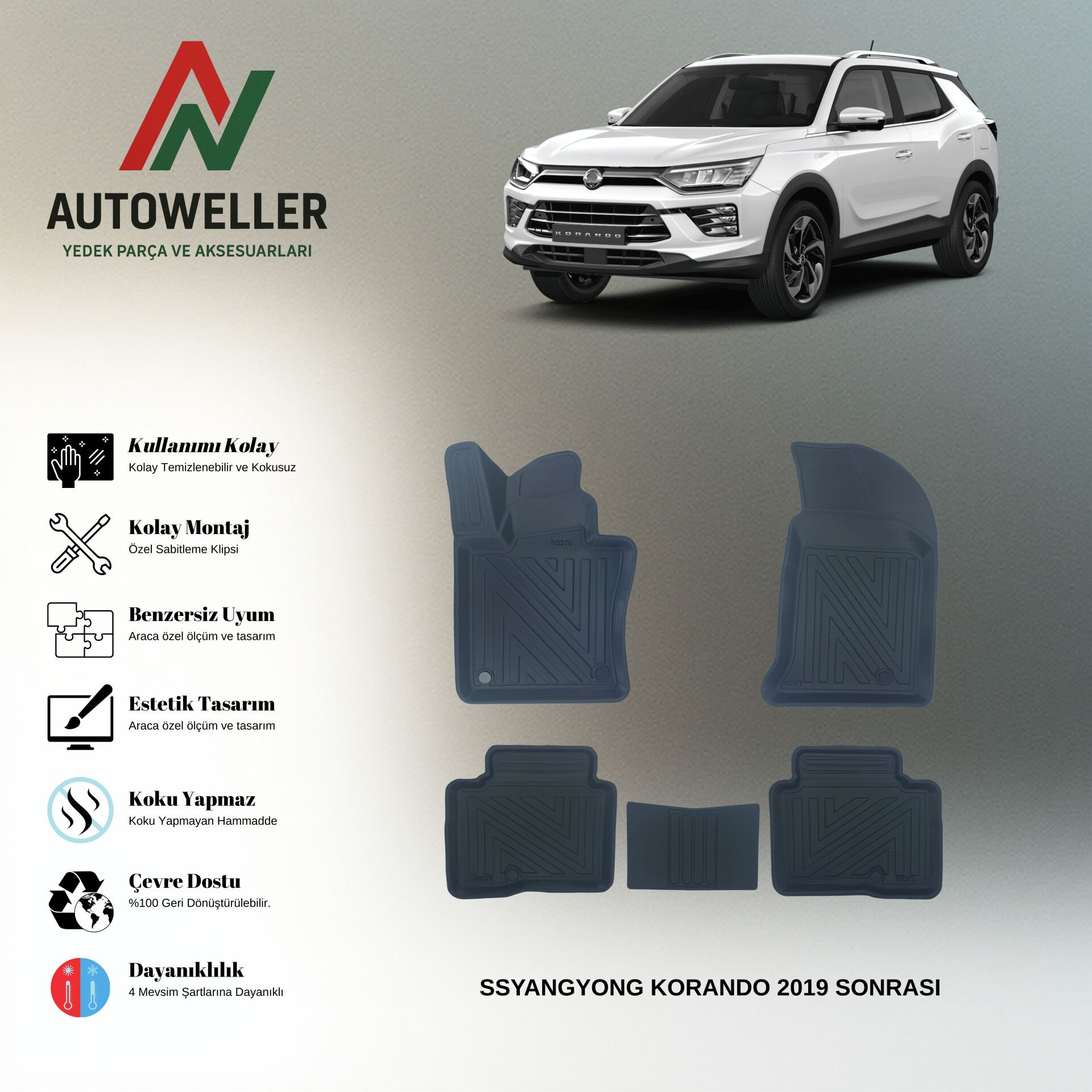 SSsangYong Korando 2019 Sonrası Havuzlu Paspas