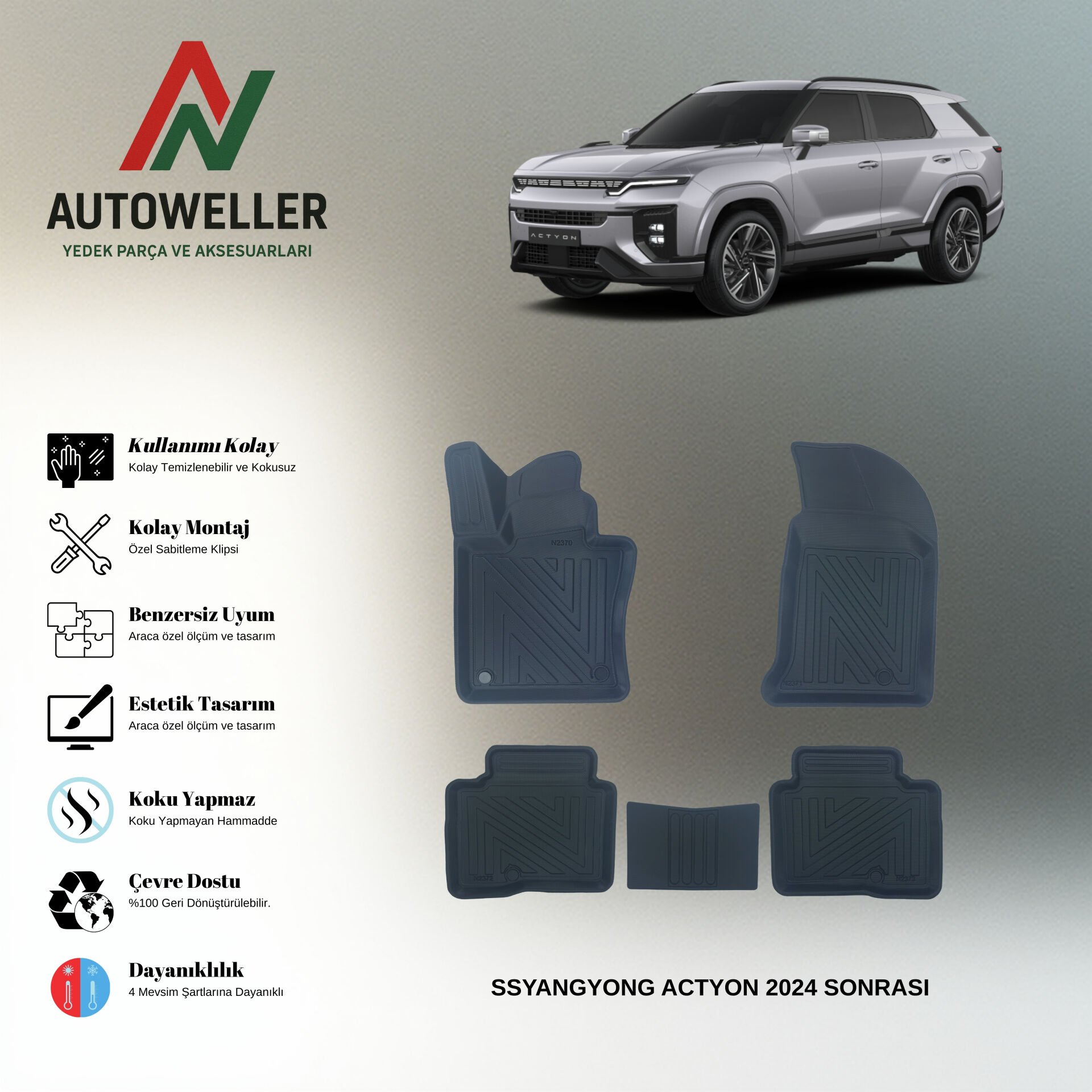 SsangYong Actyon 2024 Sonrası Havuzlu Paspas