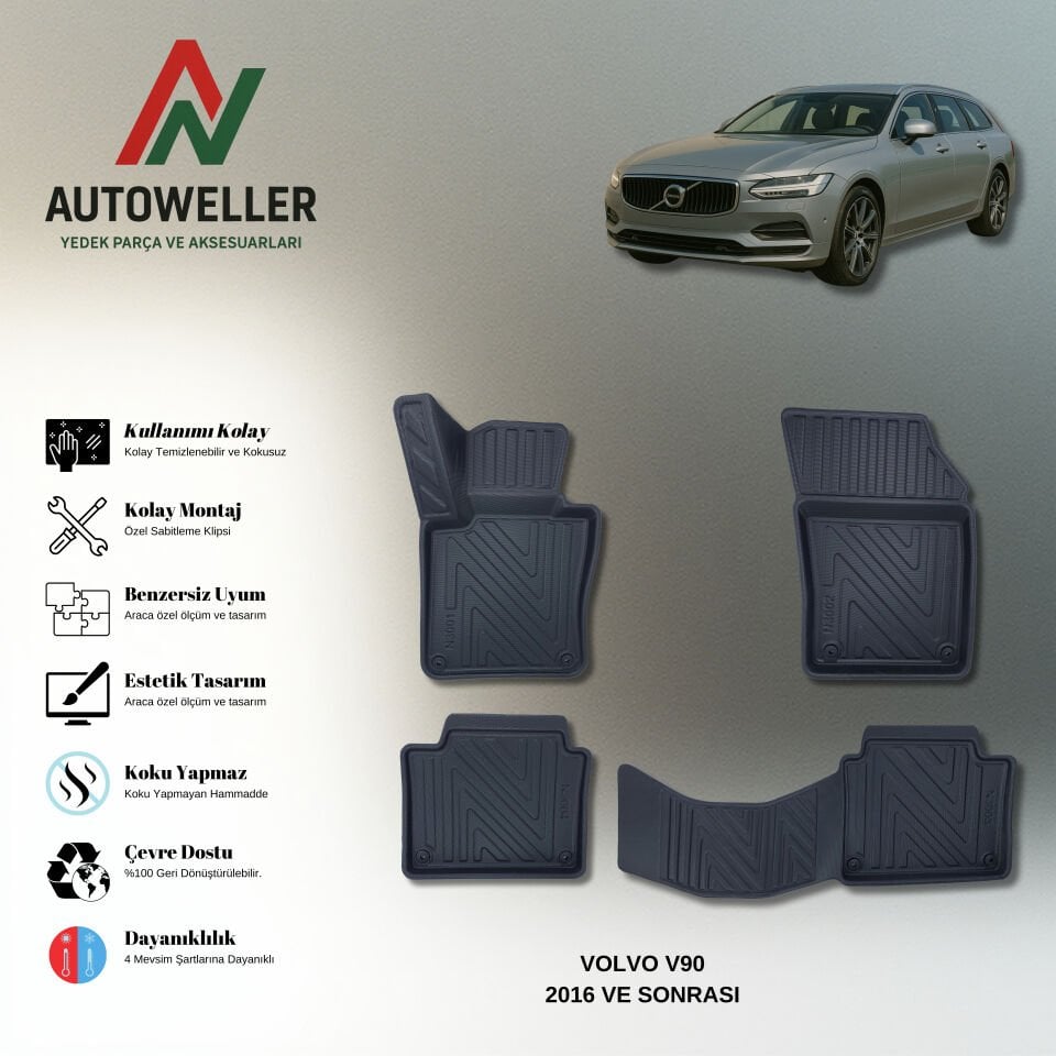 Volvo V90 2016 Sonrası Havuzlu Paspas