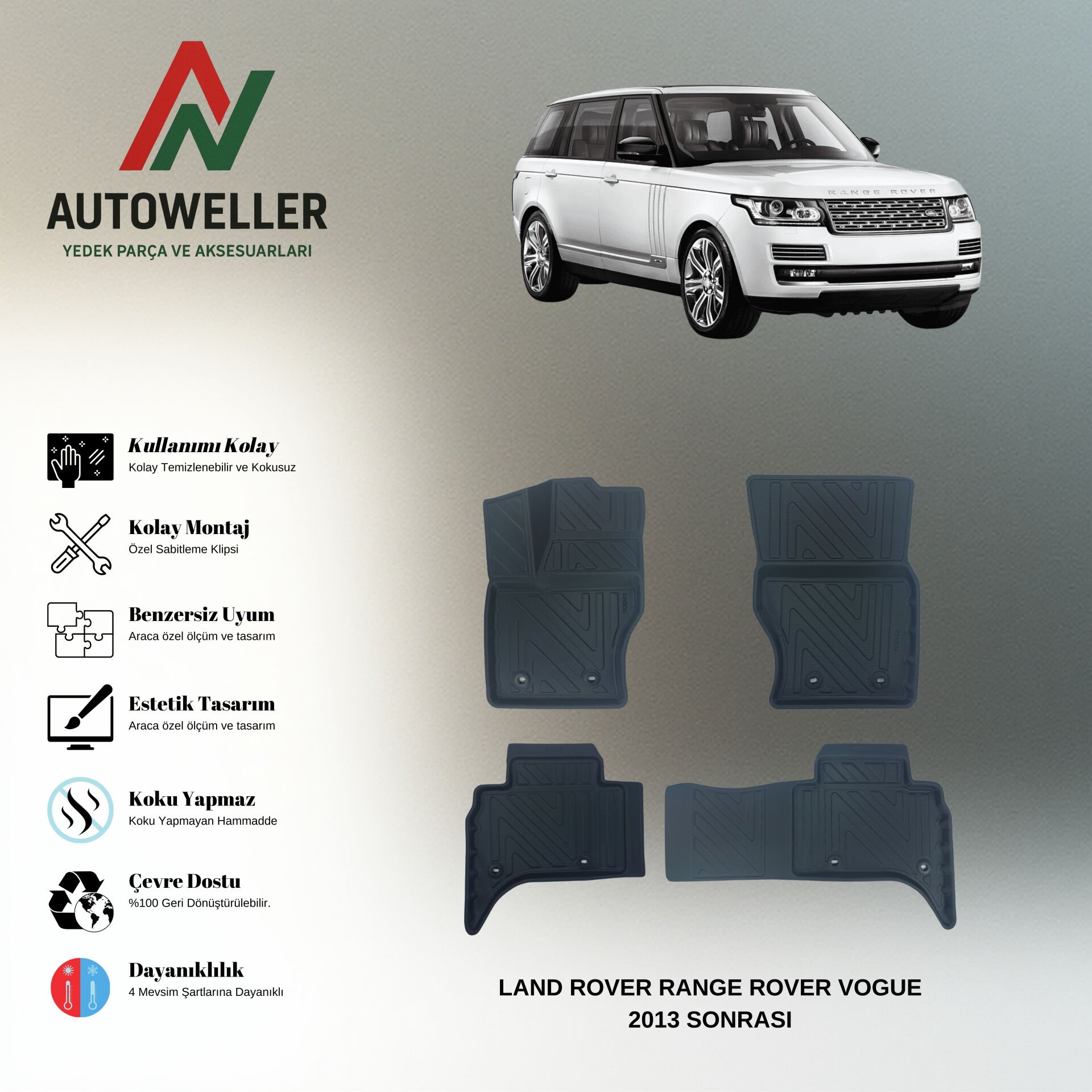 Land Rover Range Rover Vogue 2013 Sonrası Havuzlu Paspas