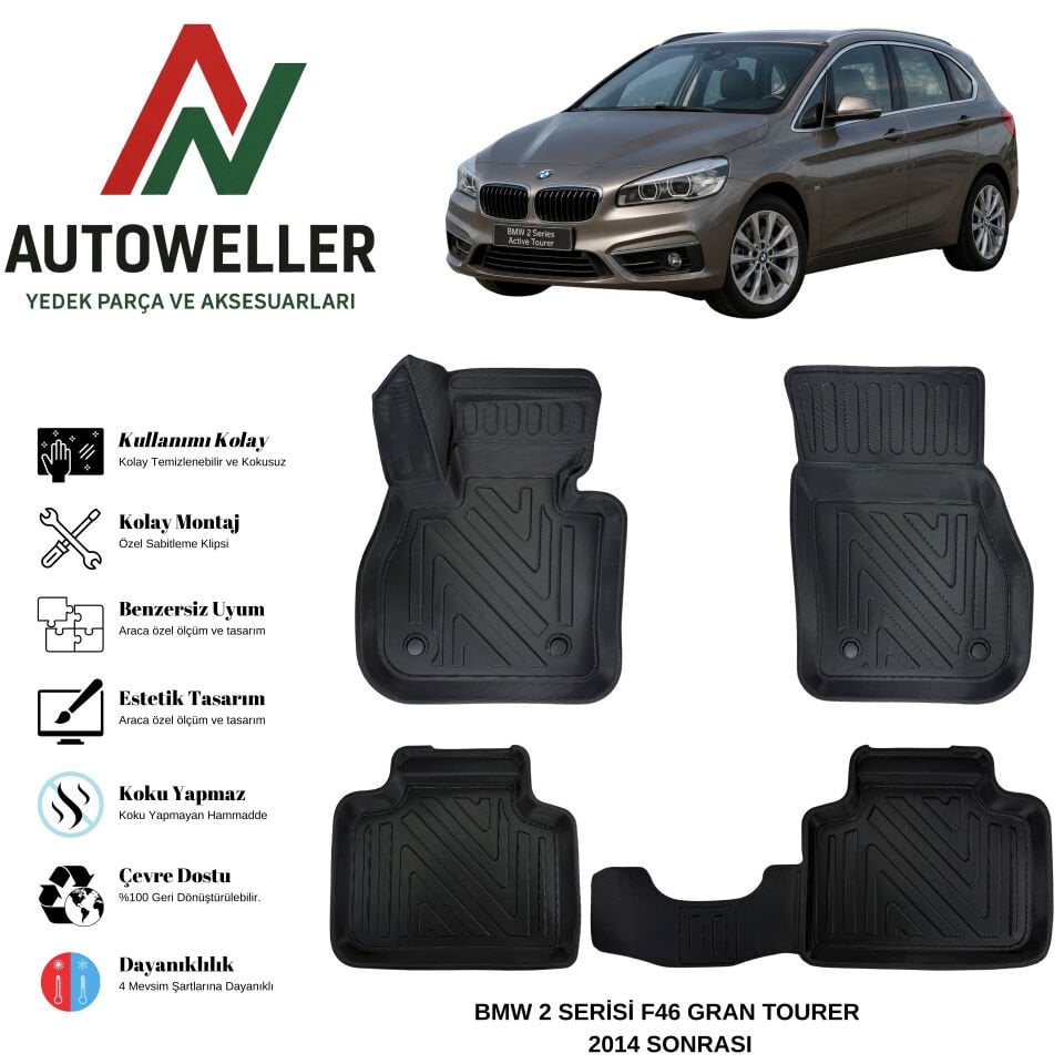 Bmw 2 Serisi Gran Tourer F46 2014 Sonrası Havuzlu Oto Paspas