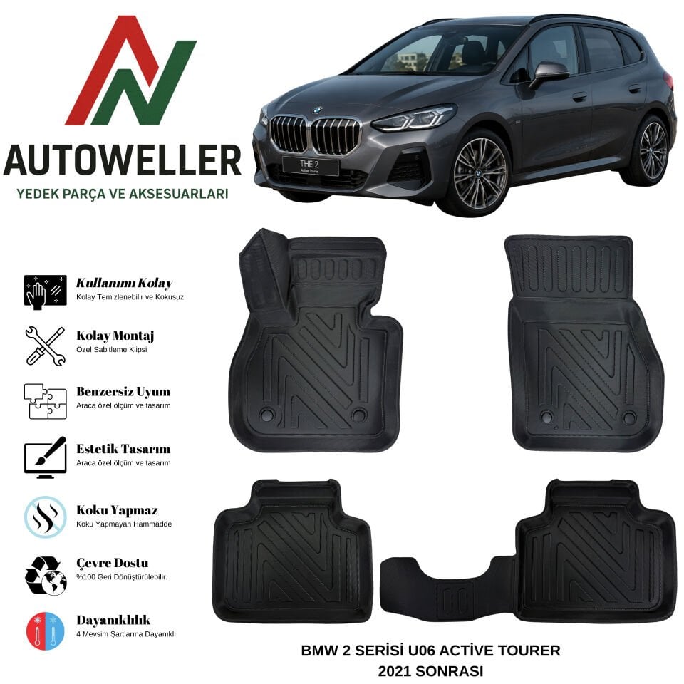 Bmw 2 Serisi U06 Active Tourer 2021 Sonrası Havuzlu Oto Paspas