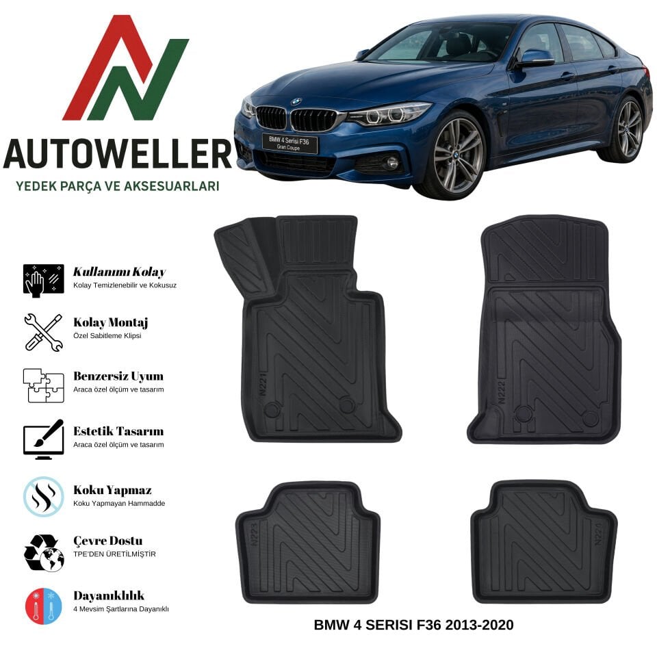 Bmw 4 Serisi F36 2013-2020 Havuzlu Oto Paspas