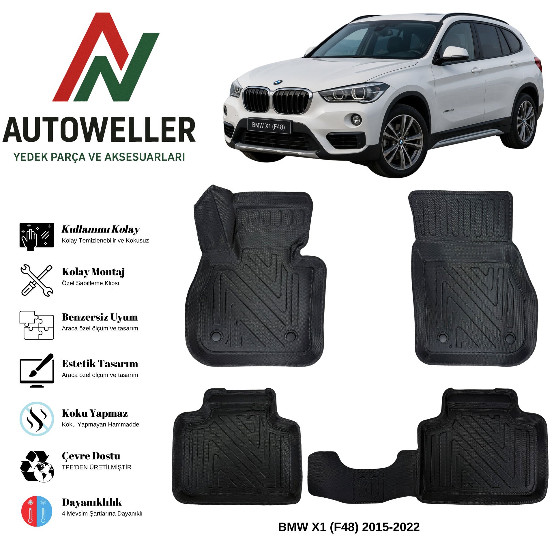 Bmw X1 (F48) 2015-2022 Havuzlu Oto Paspas