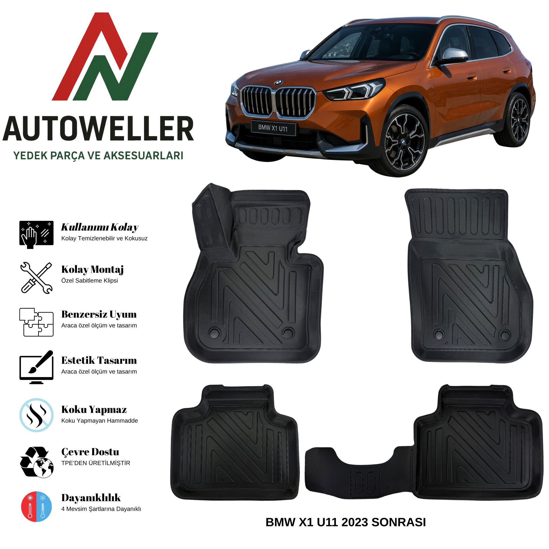 Bmw X1 (U11) 2023 Sonrası Havuzlu Oto Paspas