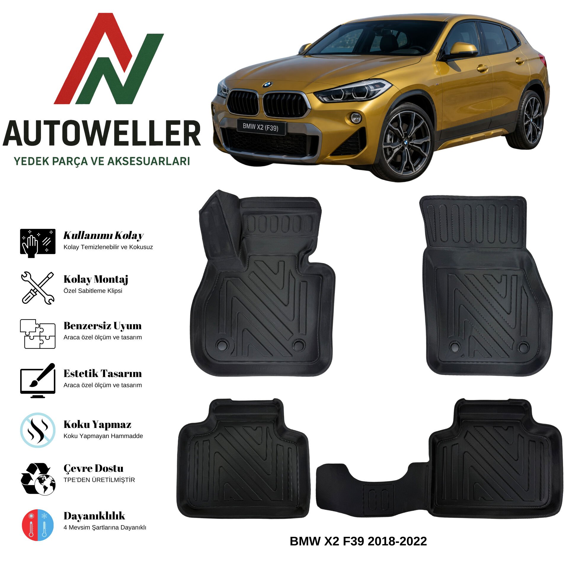 Bmw X2 F39 2018-2022 Havuzlu Oto Paspas