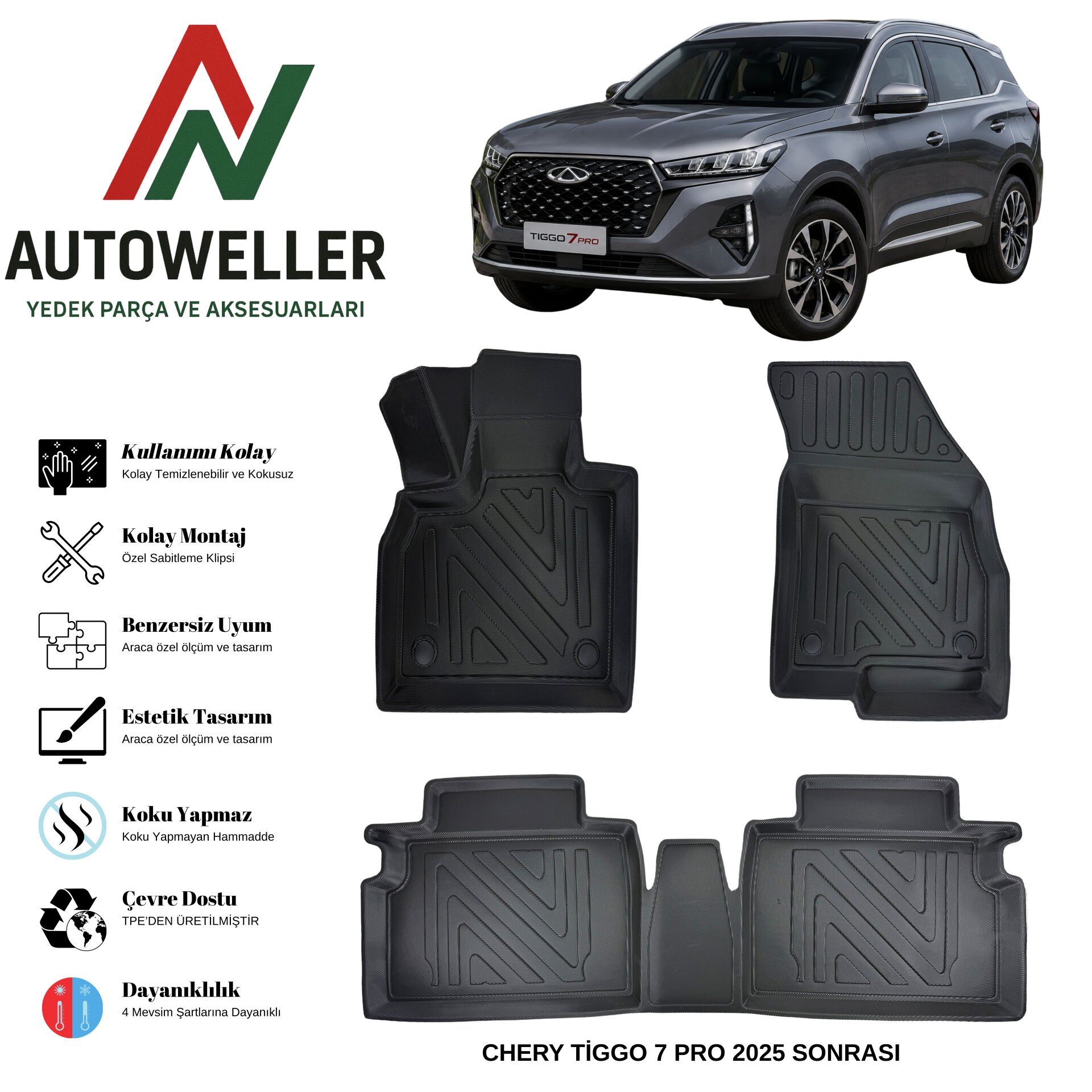 Chery Tiggo 7 2025 Sonrası Havuzlu Oto Paspas