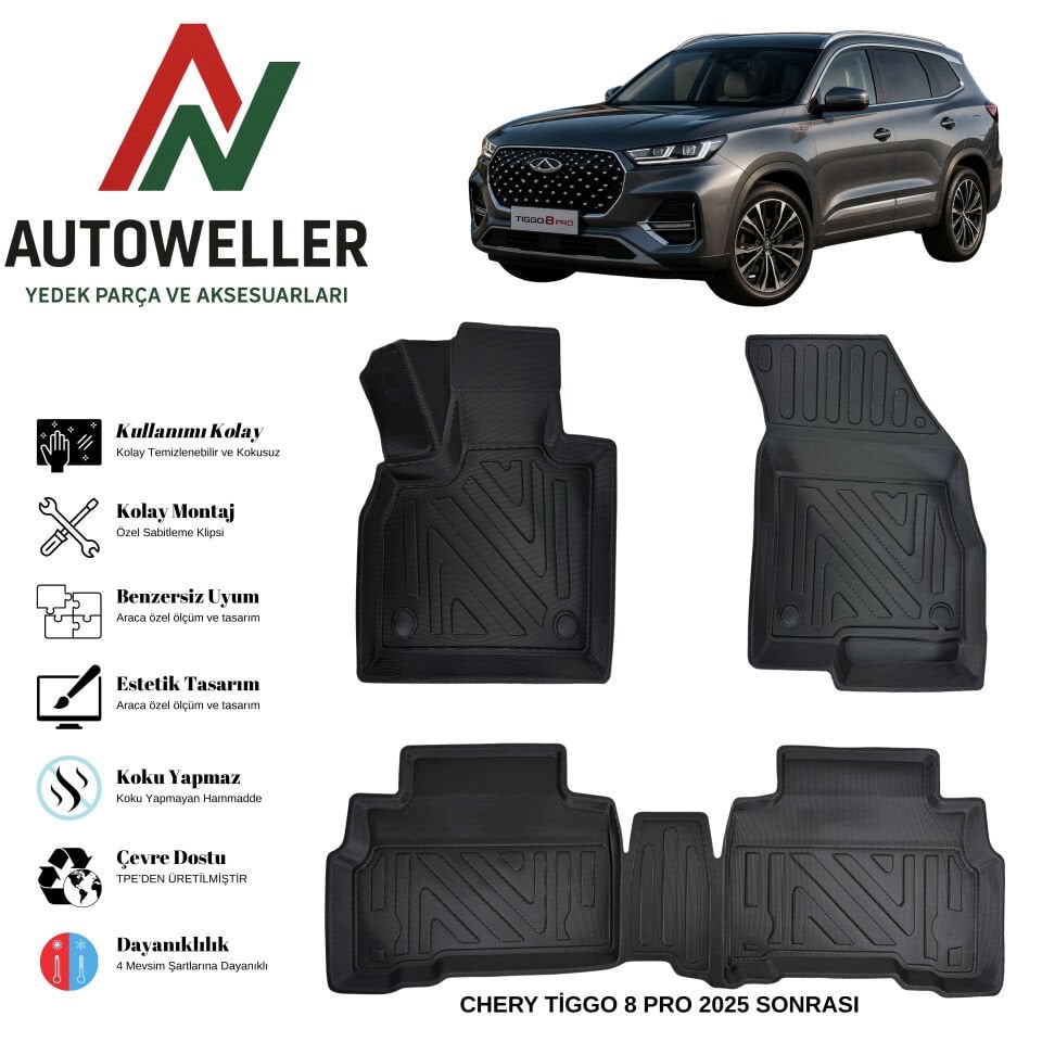 Chery Tiggo 8 2025 Sonrası Havuzlu Oto Paspas