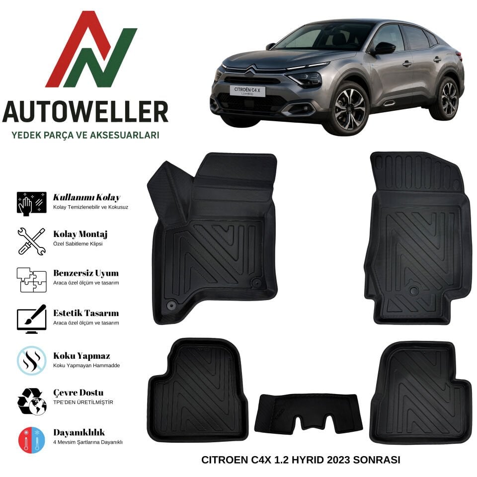 Citroen C4X 2023 Sonrası Havuzlu Oto Paspas | 1.2 Hybrid