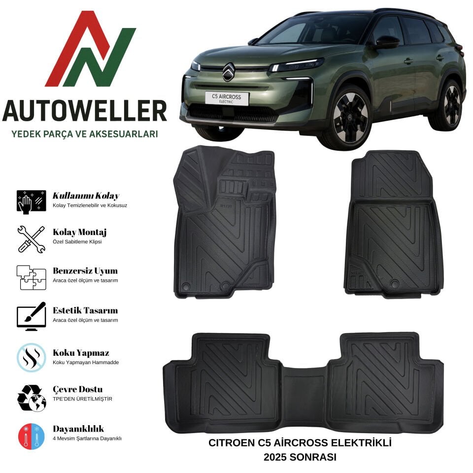 Citroen C5 Aircross 2025 Sonrası Havuzlu Oto Paspas | Elektrikli
