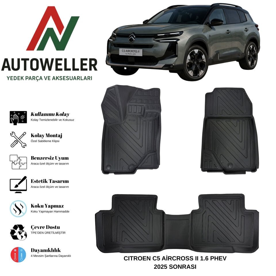 Citroen C5 Aircross II 2025 Sonrası Havuzlu Oto Paspas | 1.6 Phev