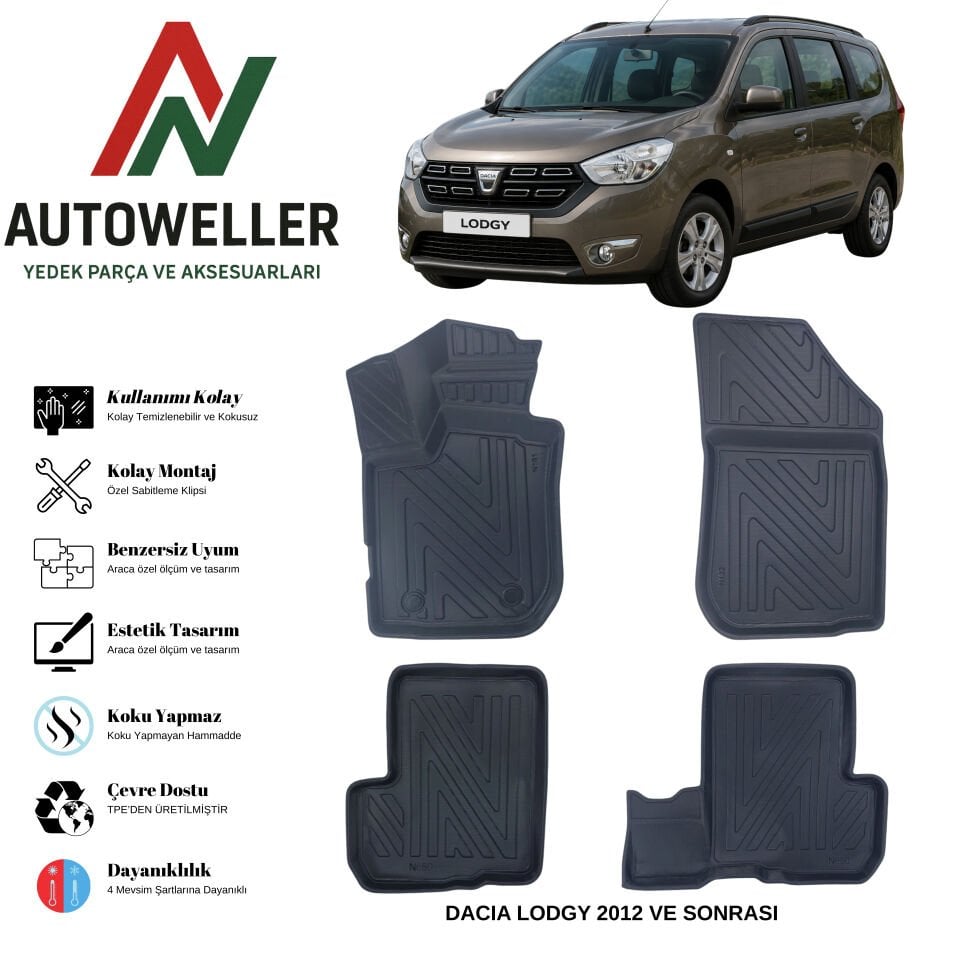 Dacia Lodgy 2012 Sonrası Havuzlu Oto Paspas