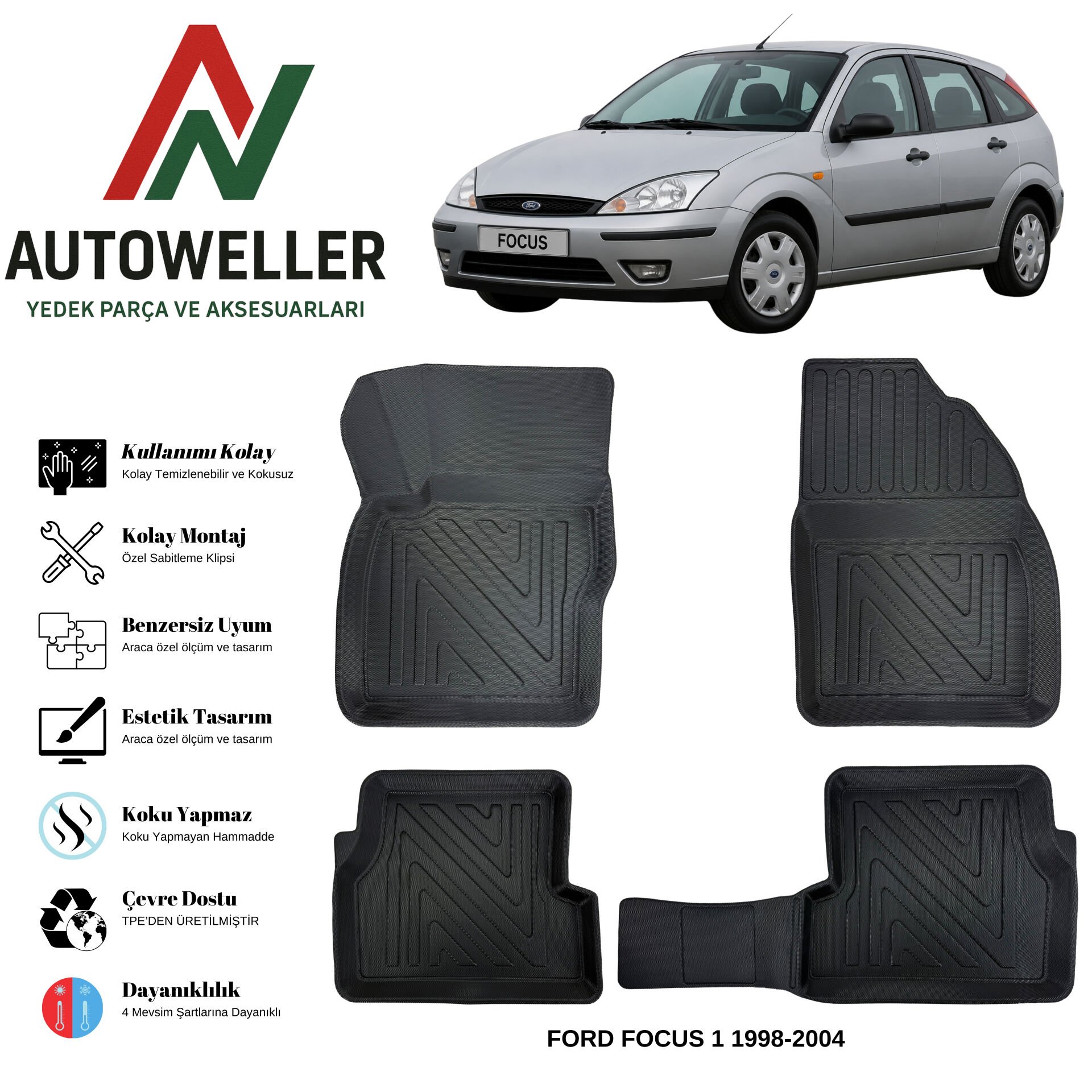 Ford Focus 1998-2004 Havuzlu Oto Paspas