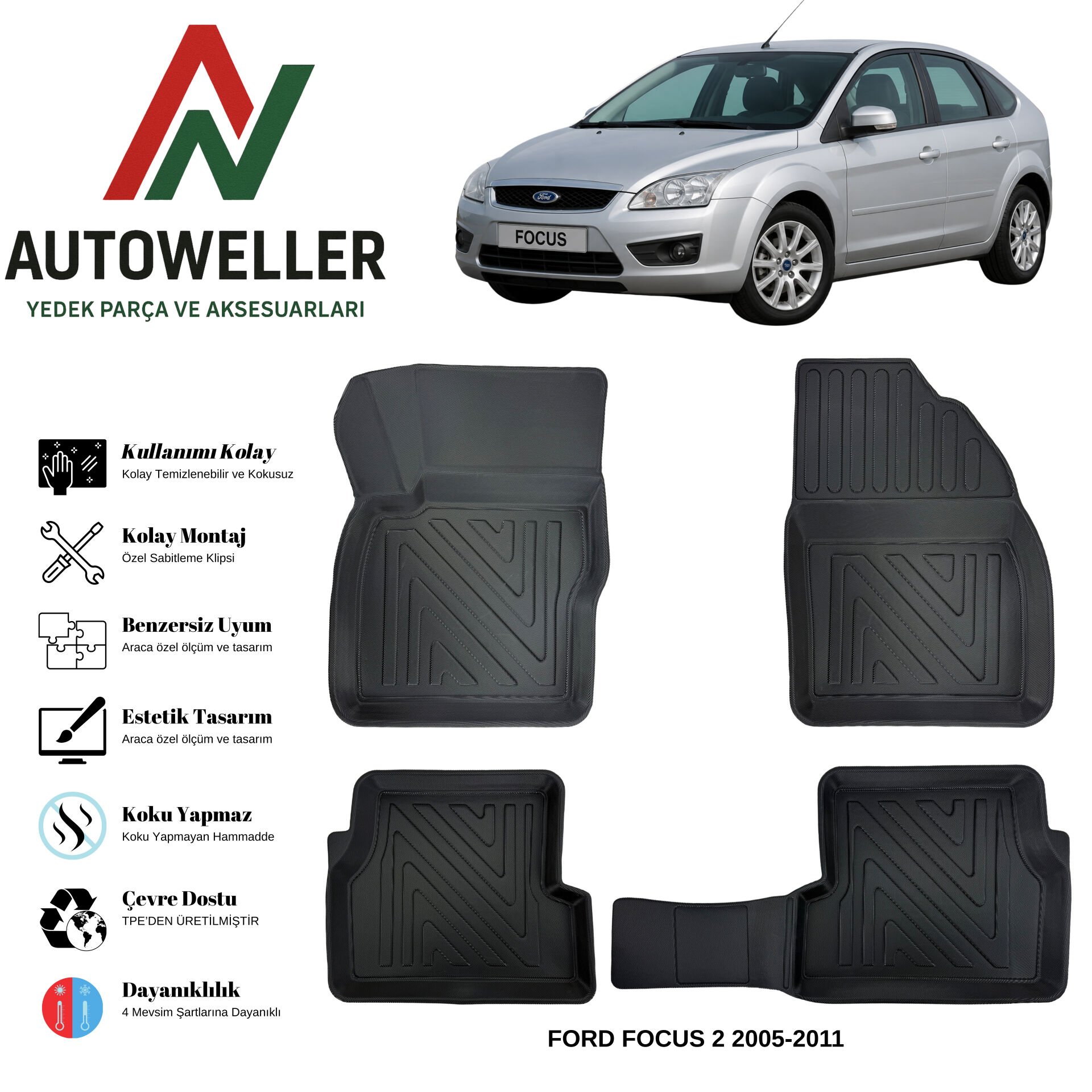 Ford Focus 2005-2011 Havuzlu Oto Paspas