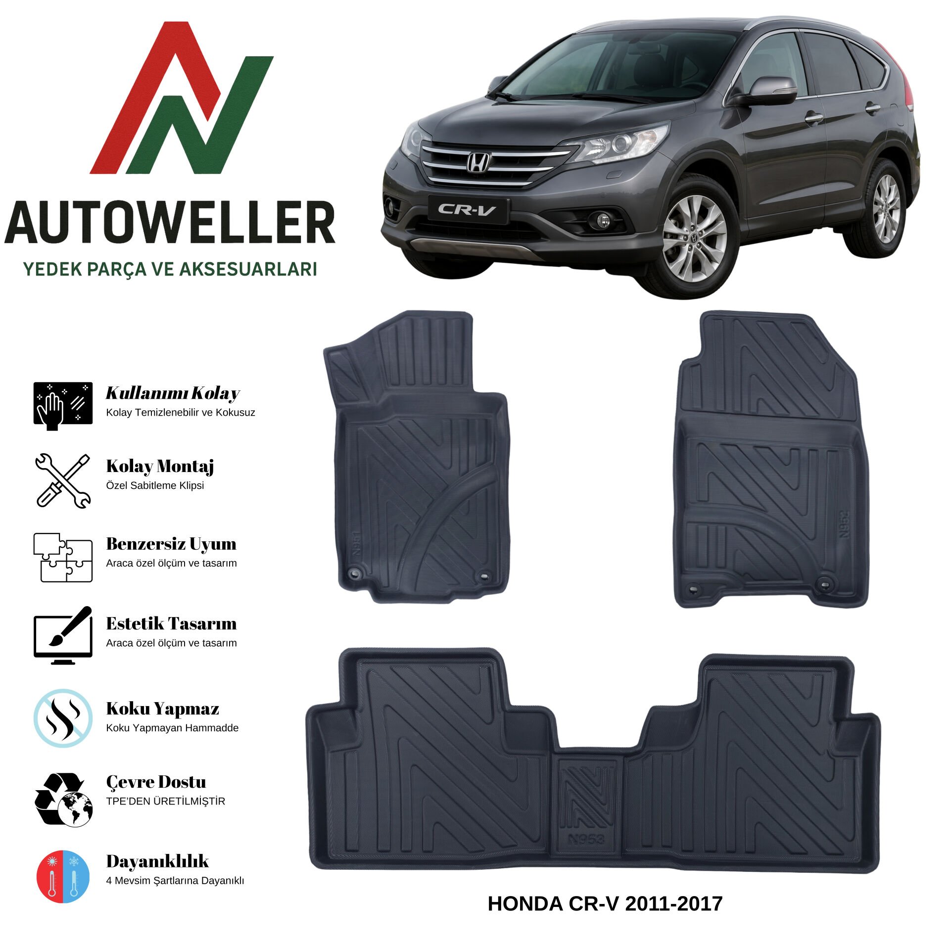 Honda CR-V 2011-2017 Havuzlu Oto Paspas