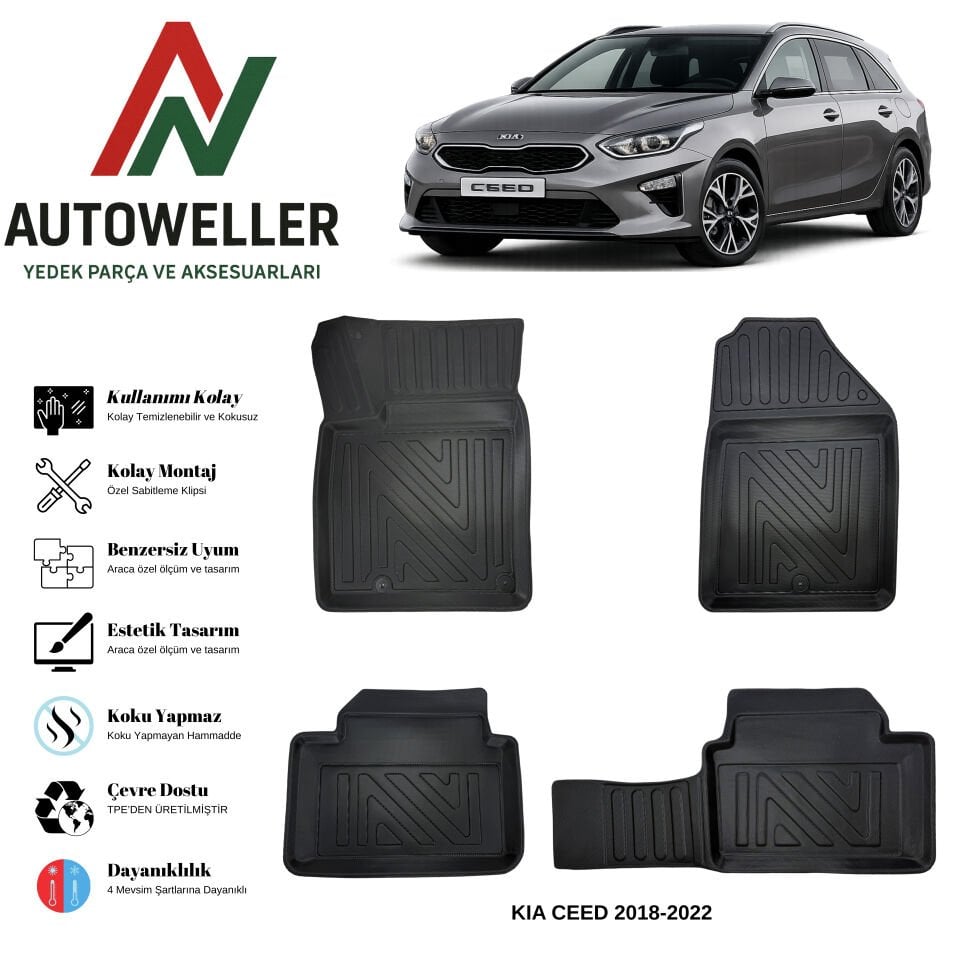 Kia Ceed 2018-2022 Havuzlu Oto Paspas