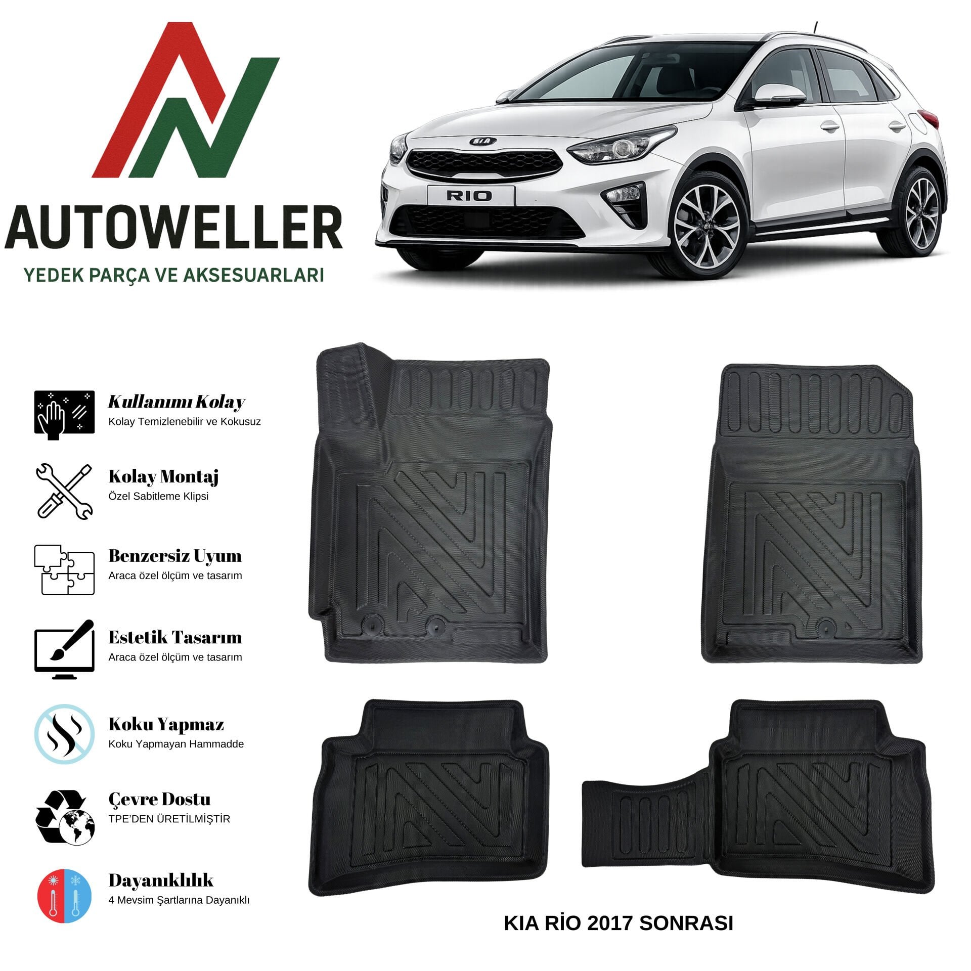Kia Rio 2017 Sonrası Havuzlu Oto Paspas