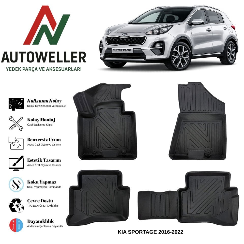Kia Sportage 2016-2022 Havuzlu Oto Paspas