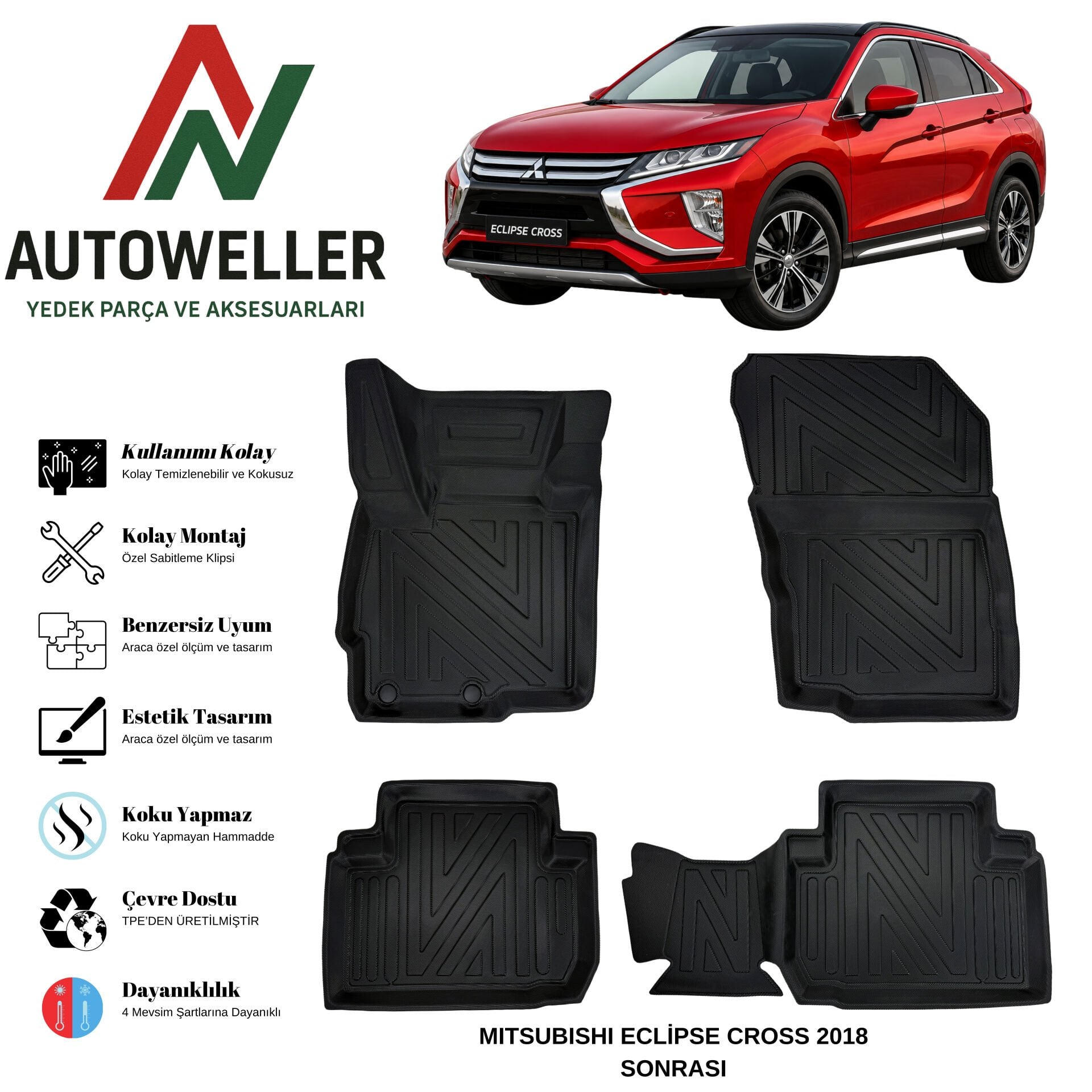 Mitsubishi Eclipse Cross 2018 Sonrası Havuzlu Oto Paspas