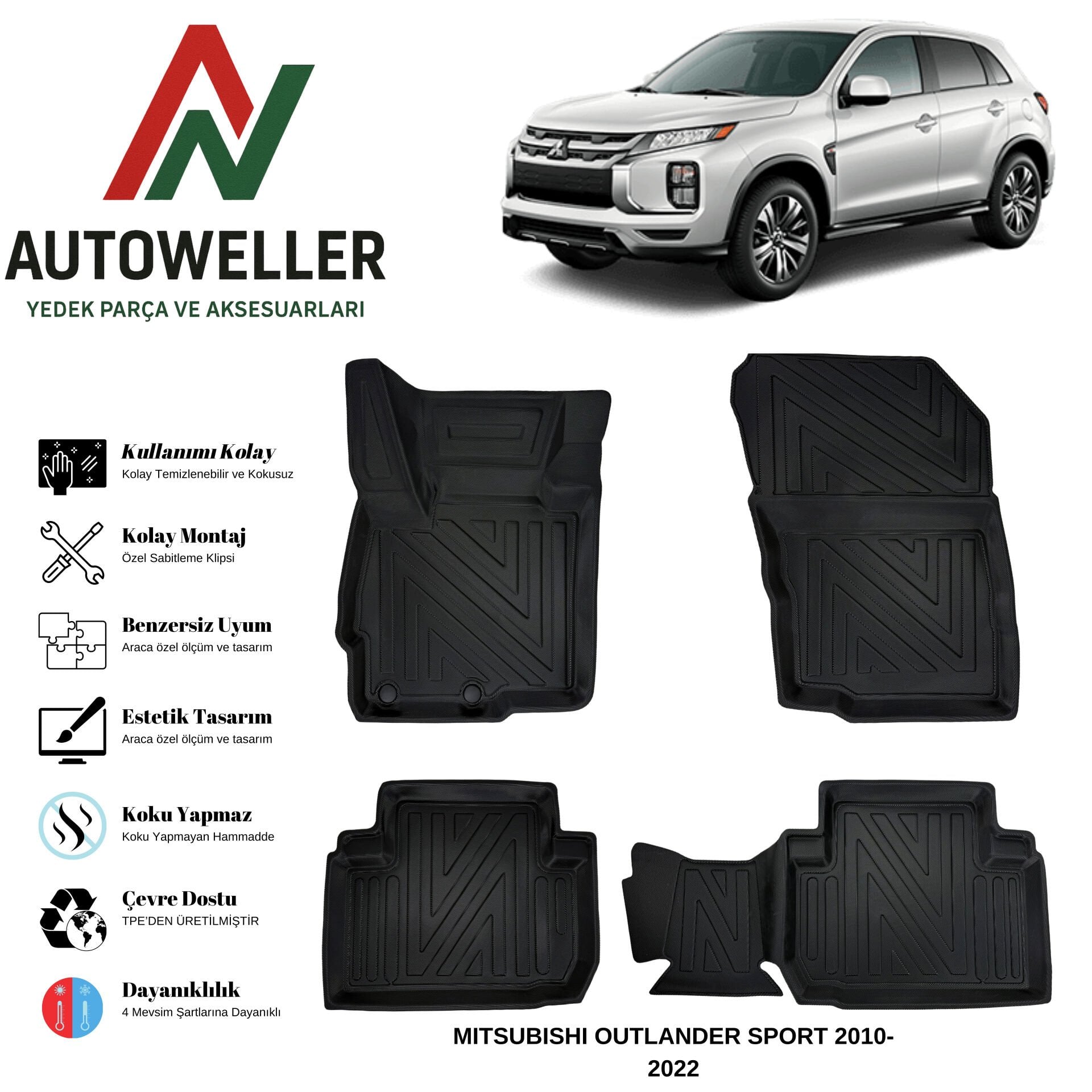Mitsubishi Outlander Sport 2010-2022 Havuzlu Oto Paspas