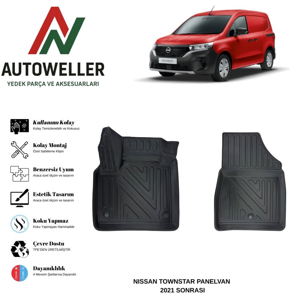 Nissan Townstar Panelvan 2021 Sonrası Havuzlu Oto Paspas