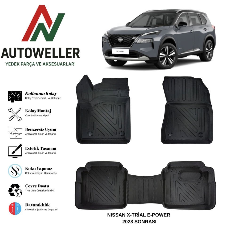 Nissan X-Trail 2022 Sonrası Havuzlu Oto Paspas | E-Power