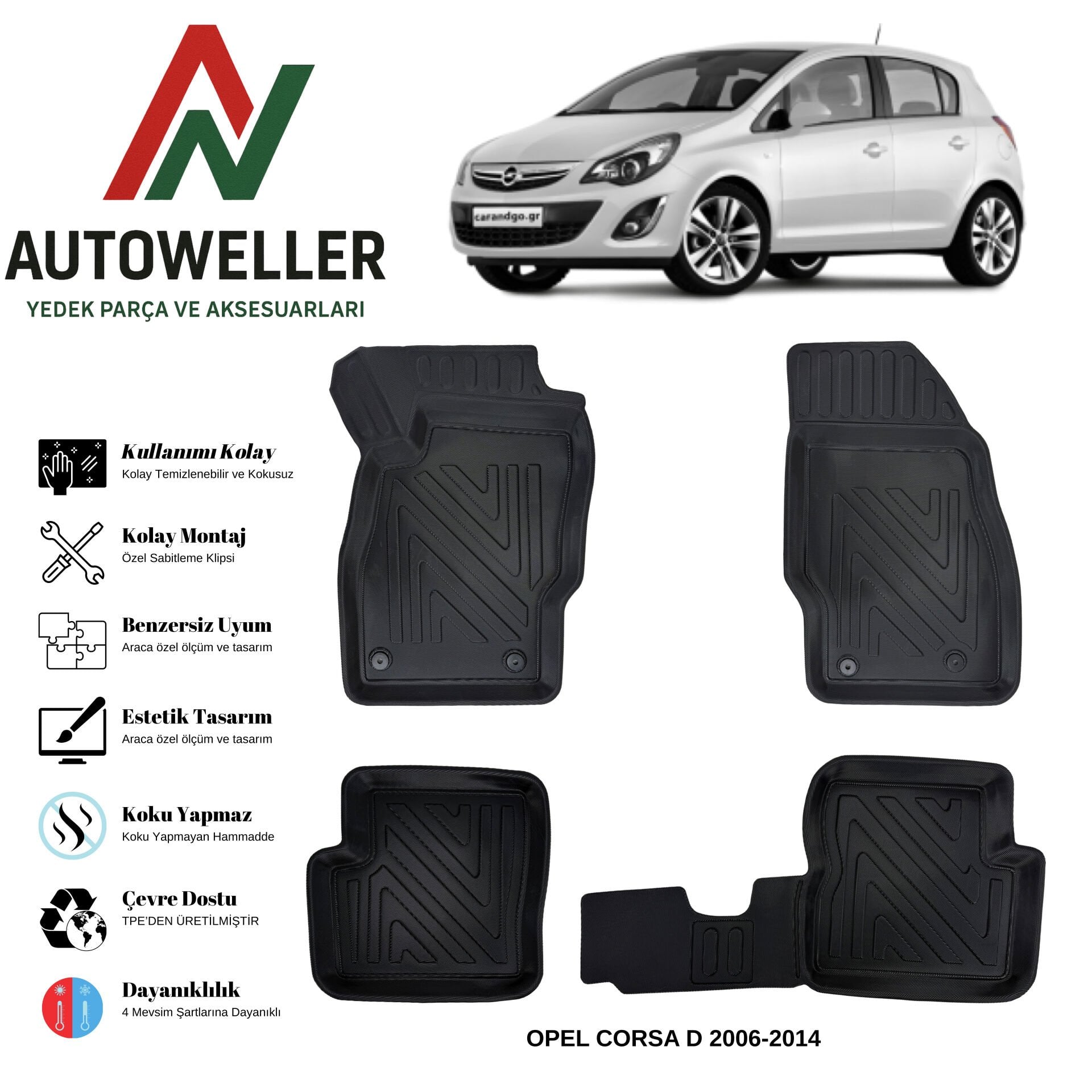 Opel Corsa D 2006-2014 Havuzlu Oto Paspas