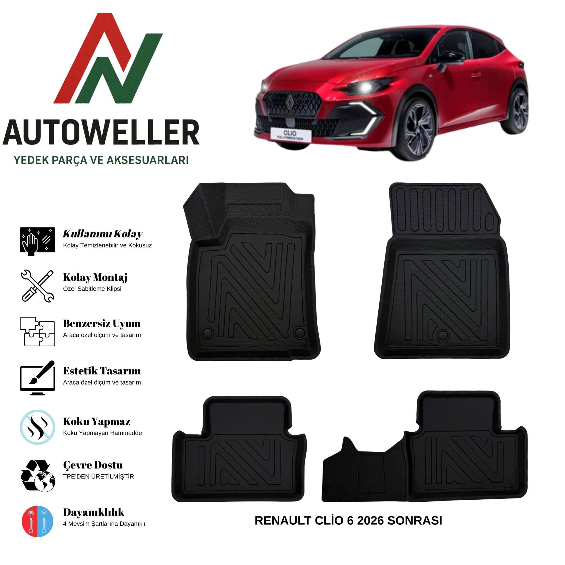 Renault Clio 6 2026 Sonrası Havuzlu Oto Paspas