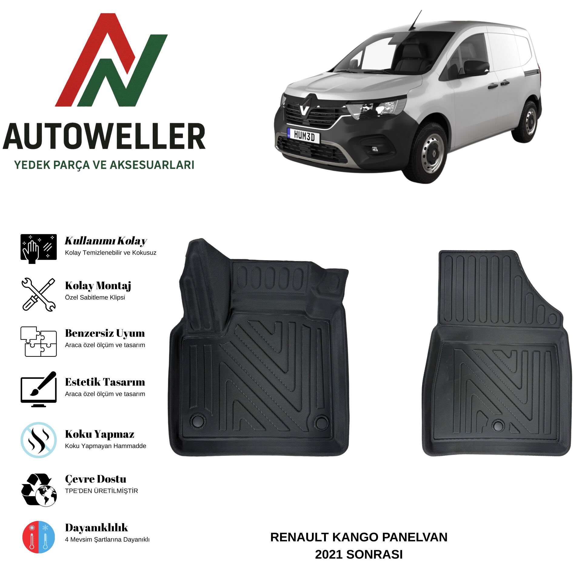 Renault Kangoo 2021 Sonrası Havuzlu Oto Paspas | Panelvan
