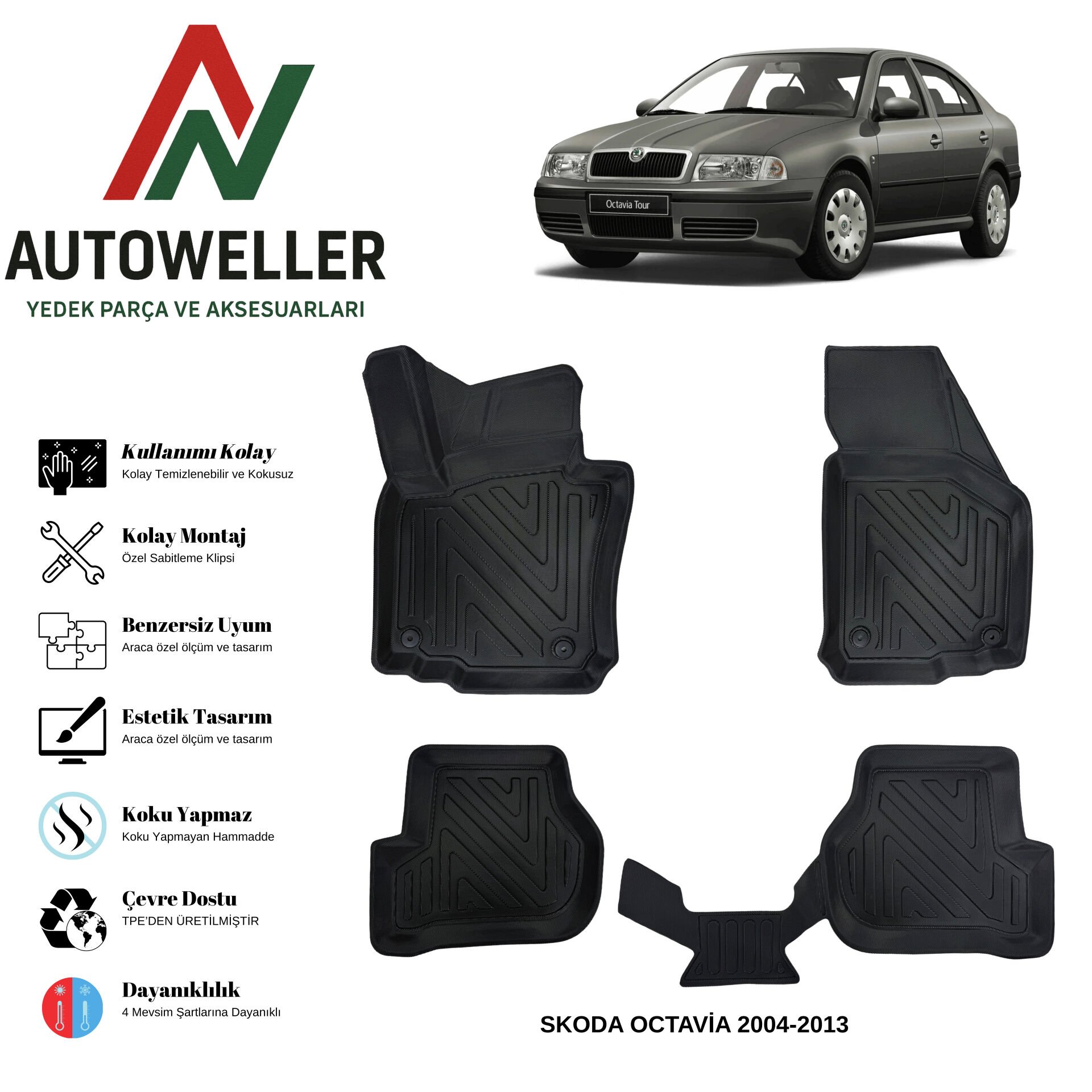 Skoda Octavia 2004-2013 Havuzlu Oto Paspas