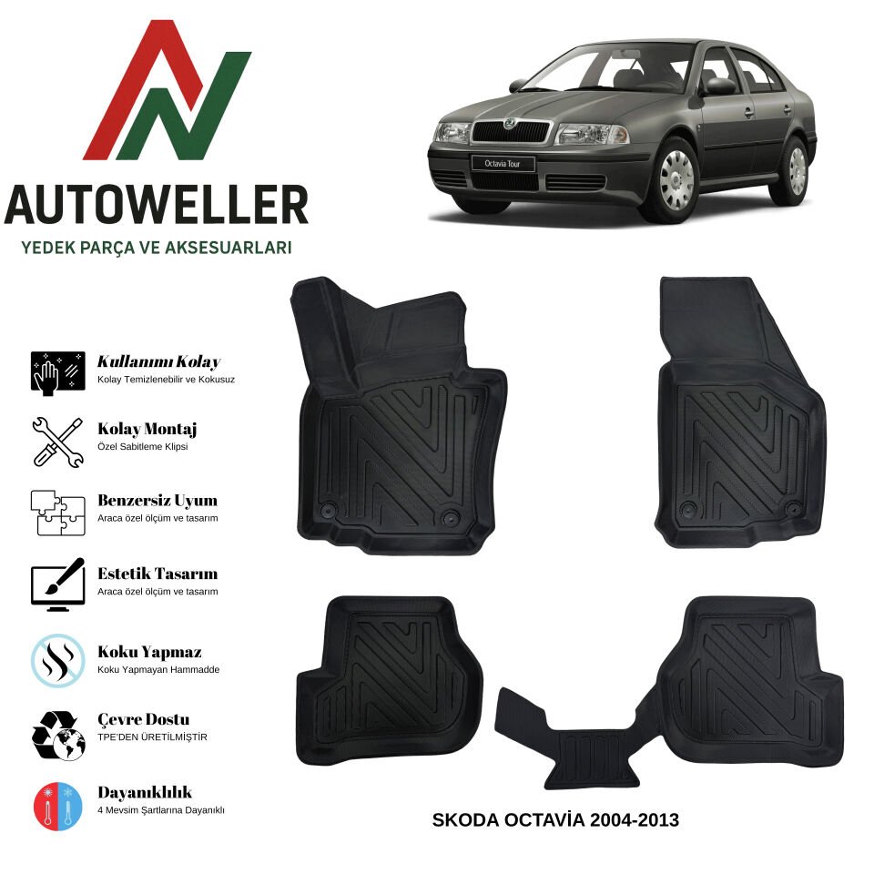 Skoda Octavia 2004-2013 Havuzlu Oto Paspas