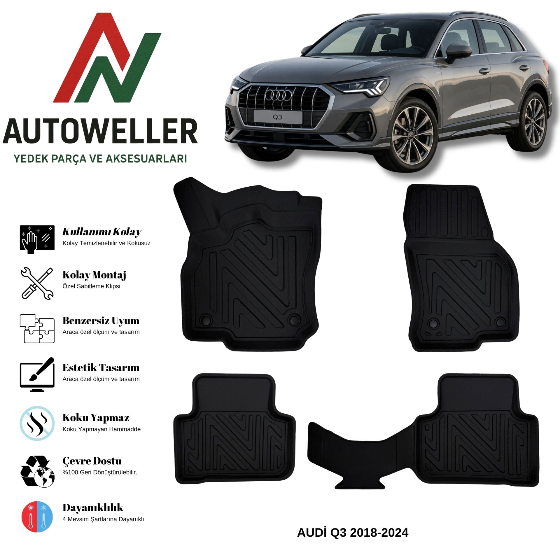 Audi Q3 2018-2024 Havuzlu Oto Paspas