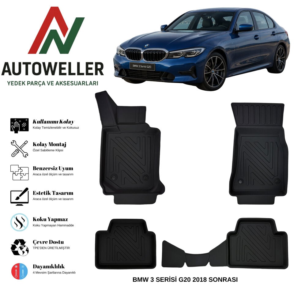 Bmw 3 Serisi G20 2019 Sonrası Havuzlu Oto Paspas