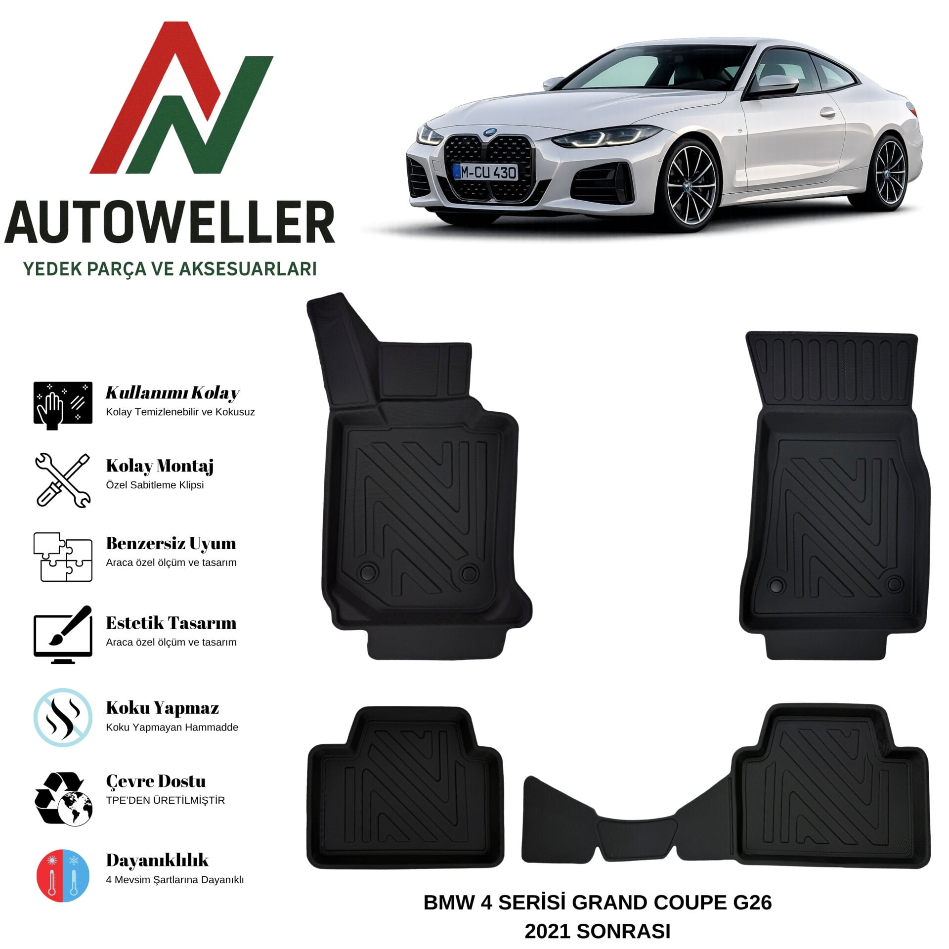 Bmw 4 Serisi Grand Coupe G26 2021 Sonrası Havuzlu Oto Paspas